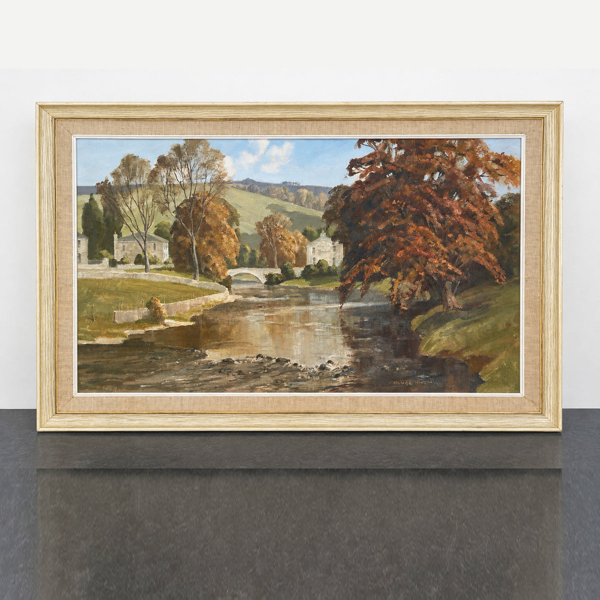 Framed Claude Horsfall Clapham Yorkshire Dales oil painting – original Dusted & Discovered stock photo