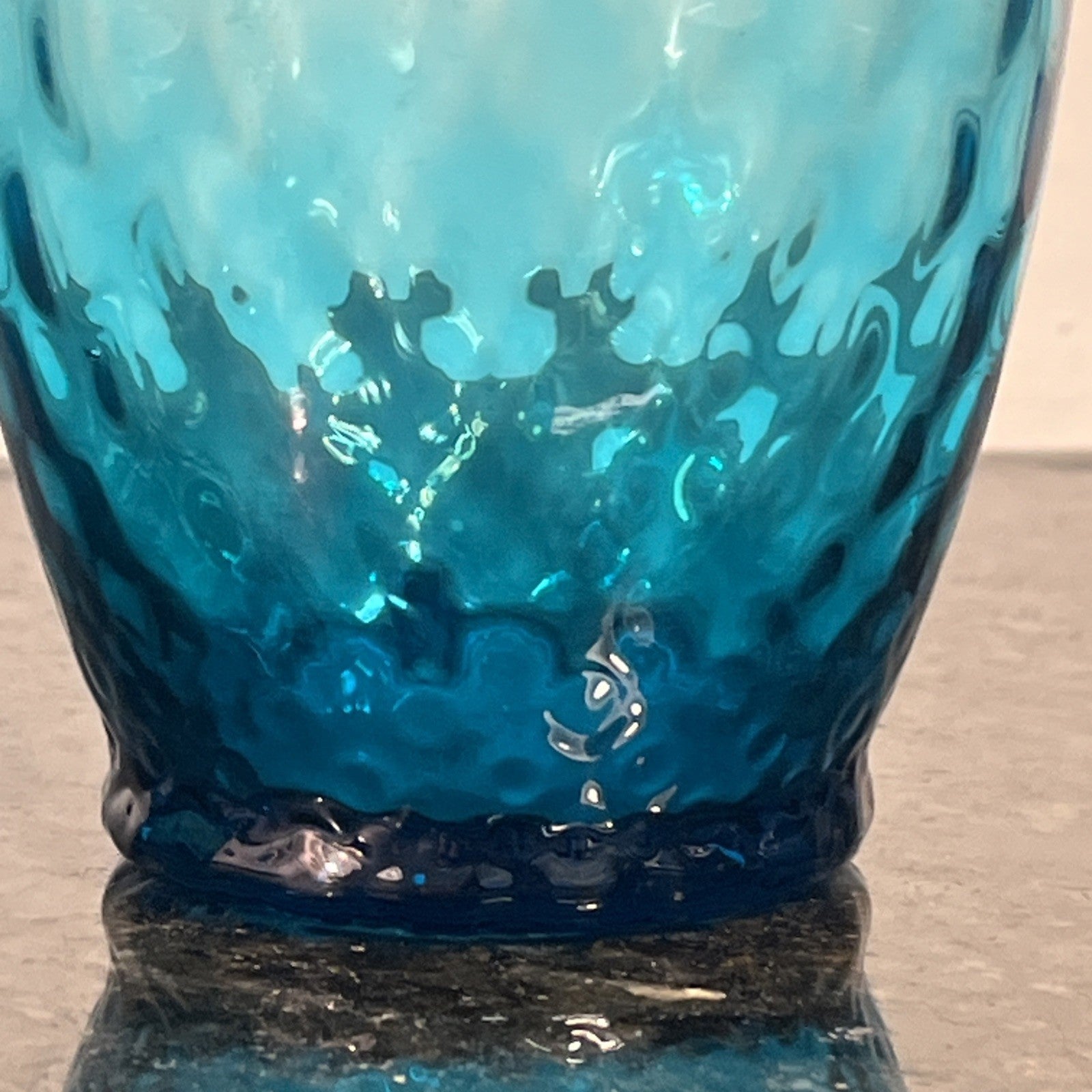 Empoli Blue Glass Vases Pair Italian MCM Retro Turquoise Decorative