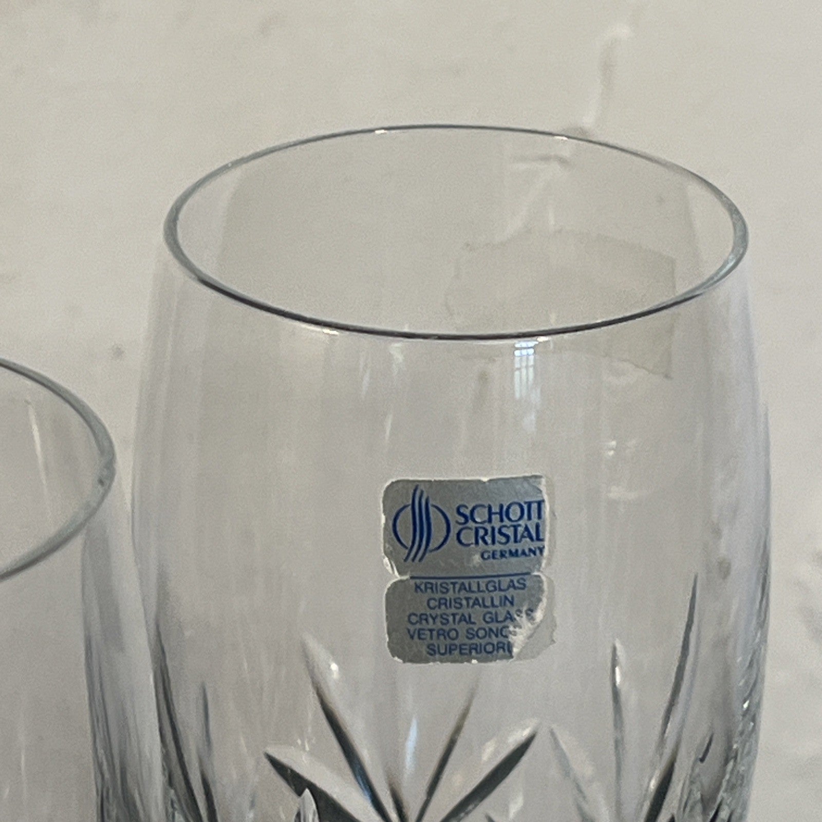 Schott Crystal Champagne Flutes Pair German Cut Crystal Glasses Germany