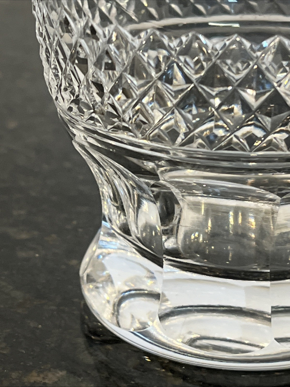 Cut Crystal Whisky Tumblers Diamond Pattern Heavy Base Set Of 3