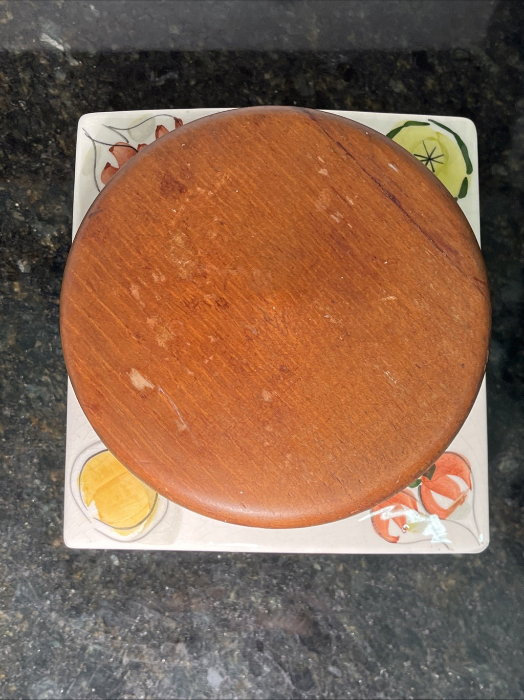 Tony Raymond Pottery Crispbread Jar Teak Lid Kitchen Storage Canister
