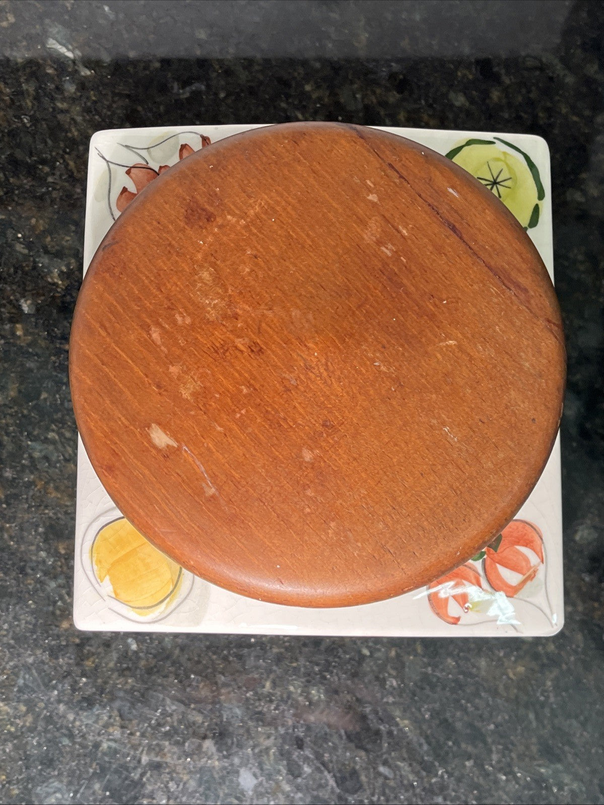 Tony Raymond Pottery Crispbread Jar Teak Lid Kitchen Storage Canister