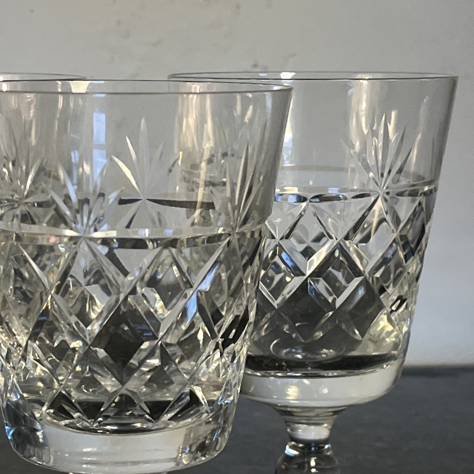 Royal Brierley Bruce Wine Glasses Set 5 Cut Crystal Goblets Vintage