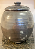 Studio Pottery Lidded Jar Tenmoku Glaze Stoneware Storage Pot
