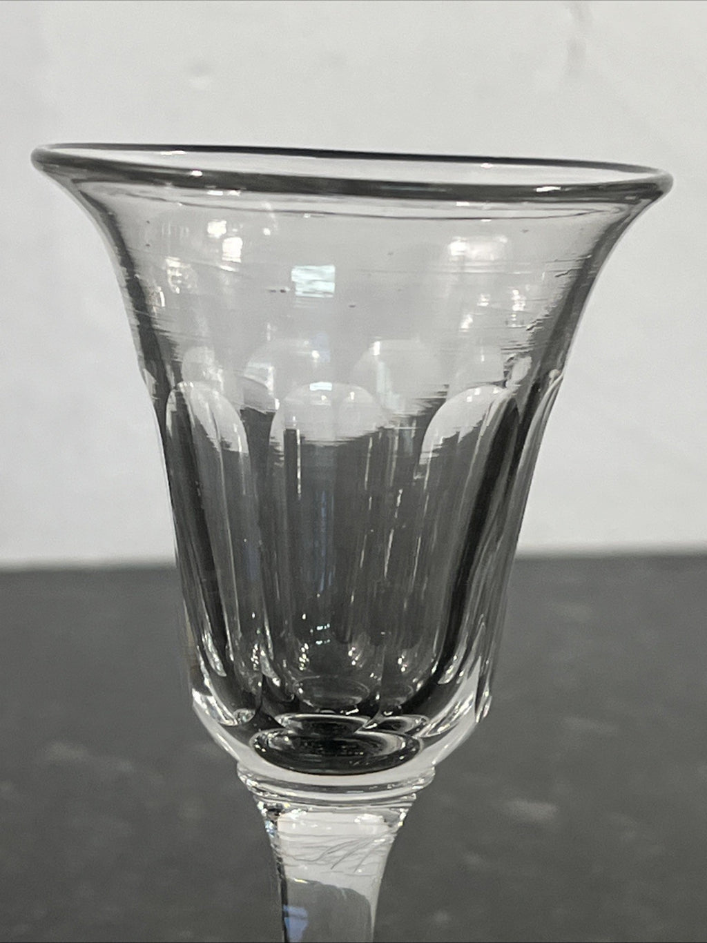 Antique Victorian Hand Blown Cut Crystal Sherry Liqueur Glasses Pair c1880