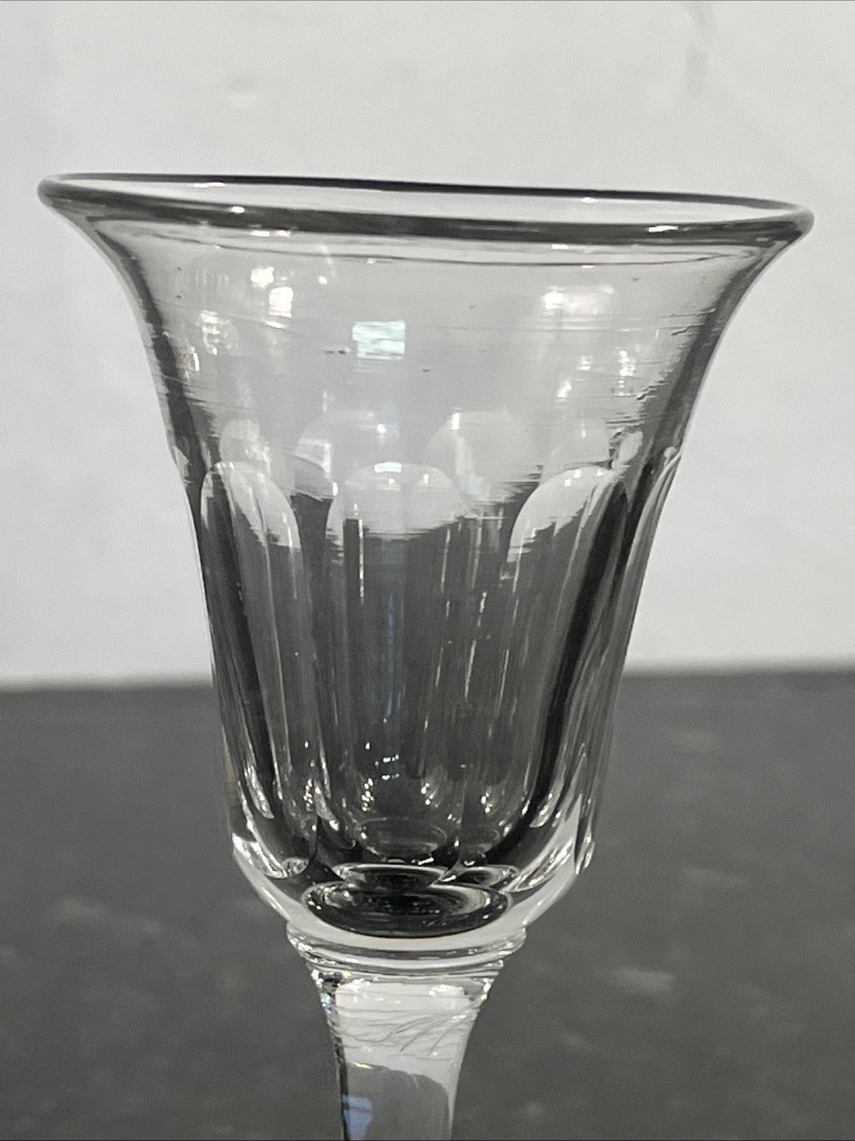 Antique Victorian Hand Blown Cut Crystal Sherry Liqueur Glasses Pair c1880