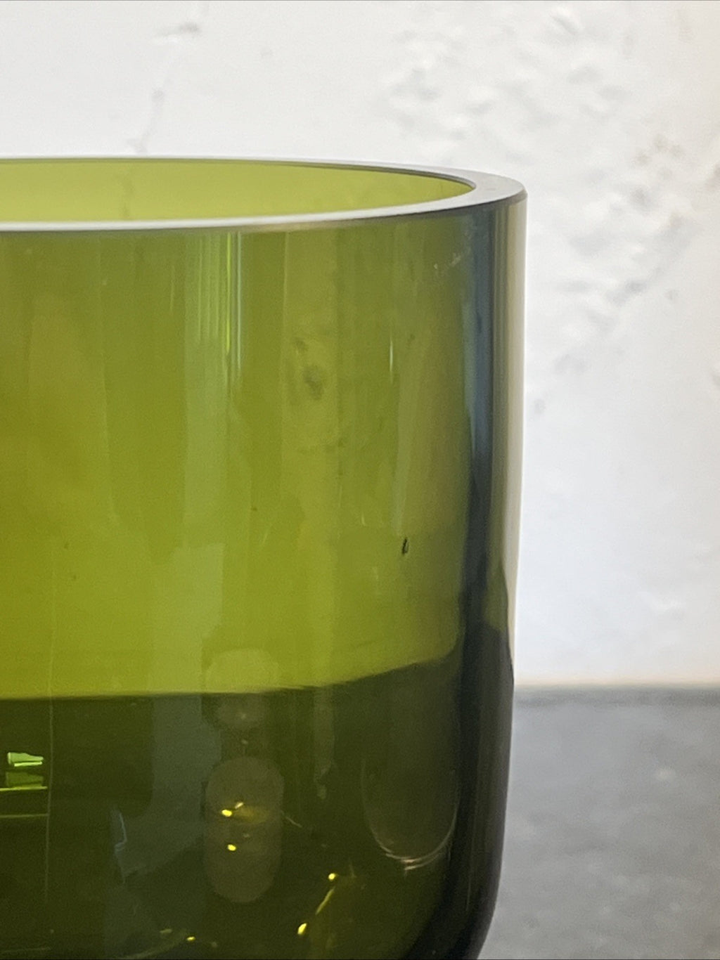 Vintage Cleybergh Art Glass Vase Olive Green Heavy MCM Belgian Signed