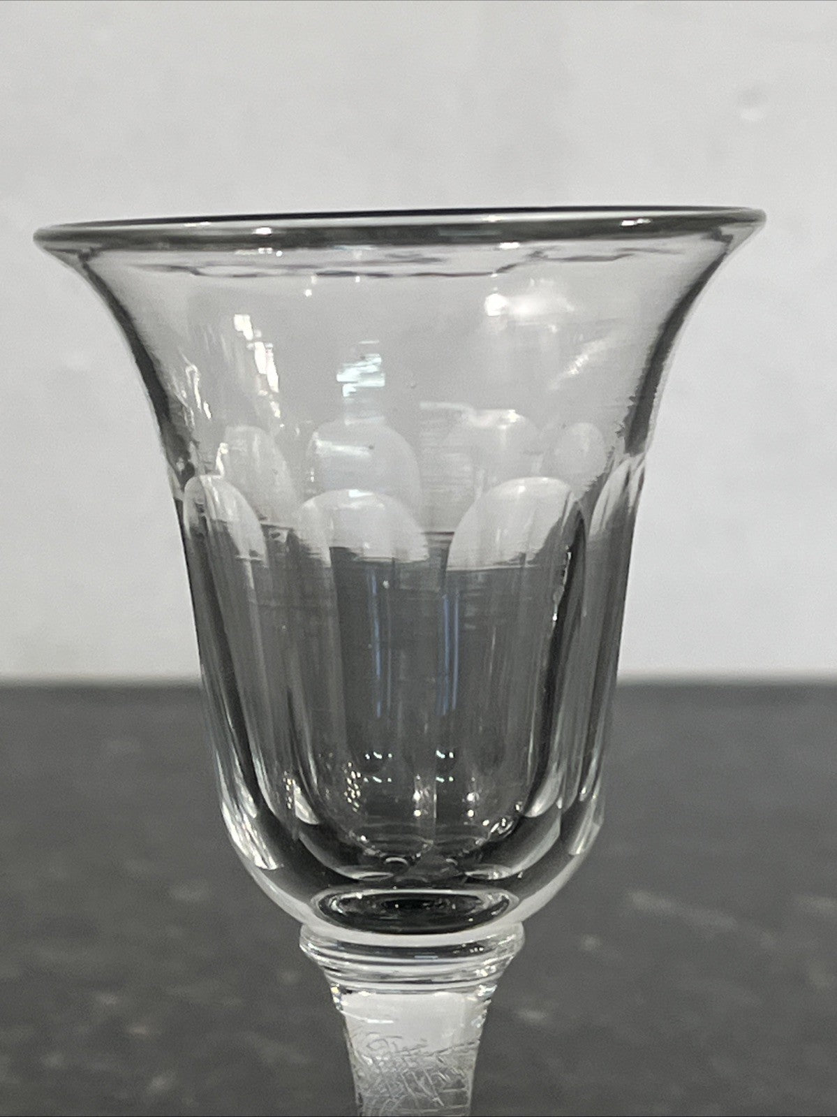 Antique Victorian Hand Blown Cut Crystal Sherry Liqueur Glasses Pair c1880