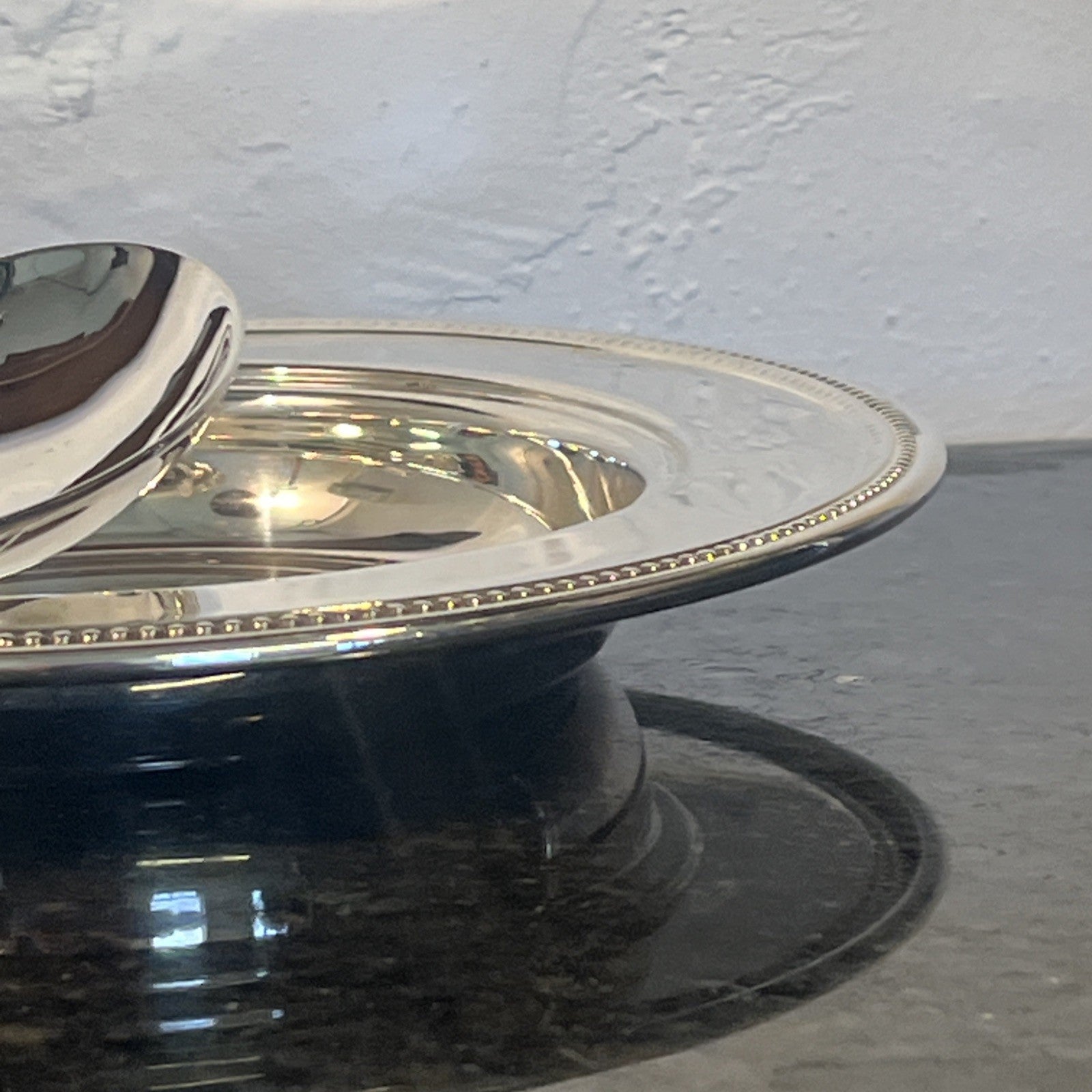 Silver Plated Serving Set With Two Plates Serving Spoon And Fork