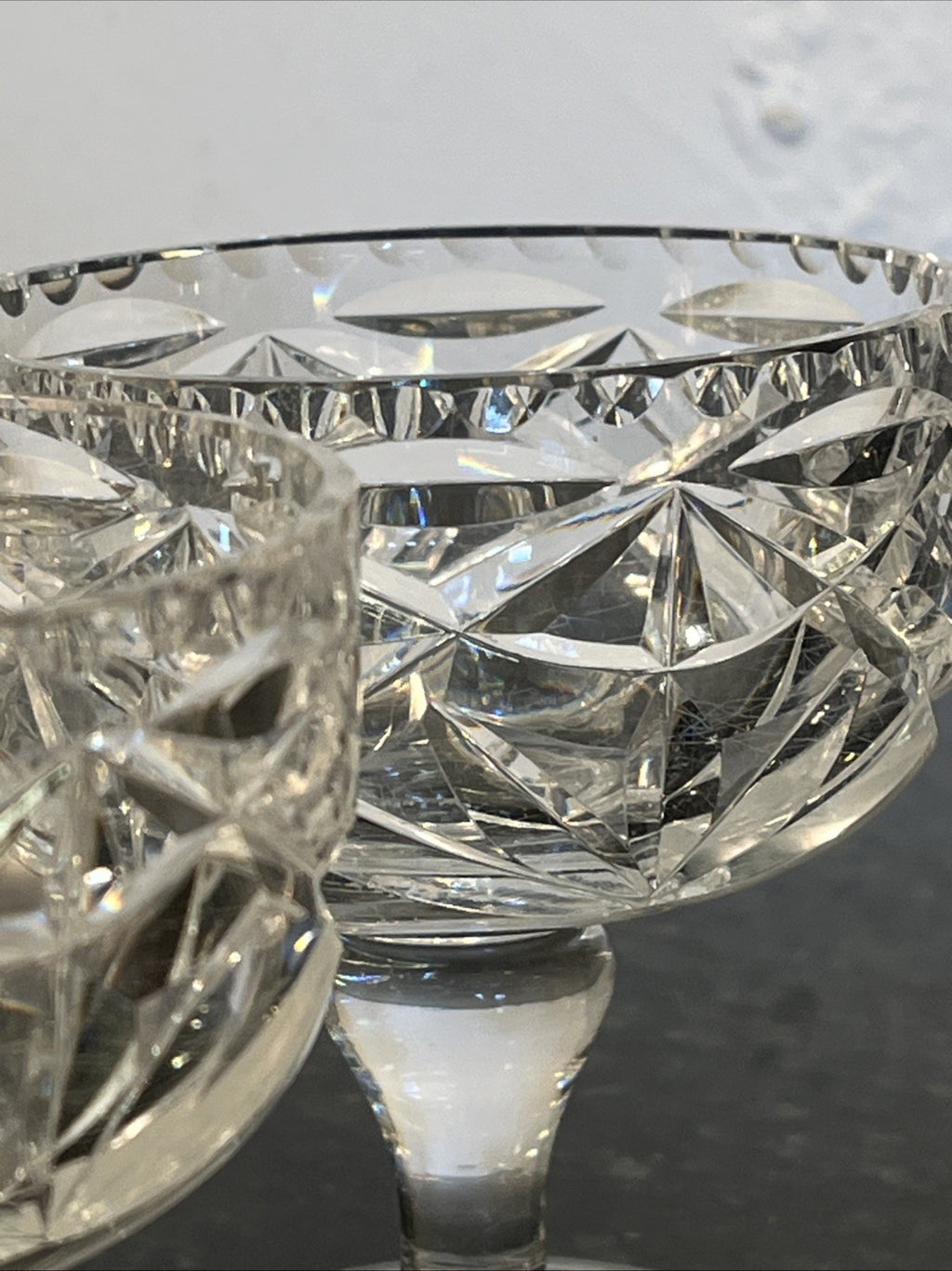 Edinburgh & Leith Cut Crystal Sundae Dessert Glasses Vintage 1930s Set Of 3