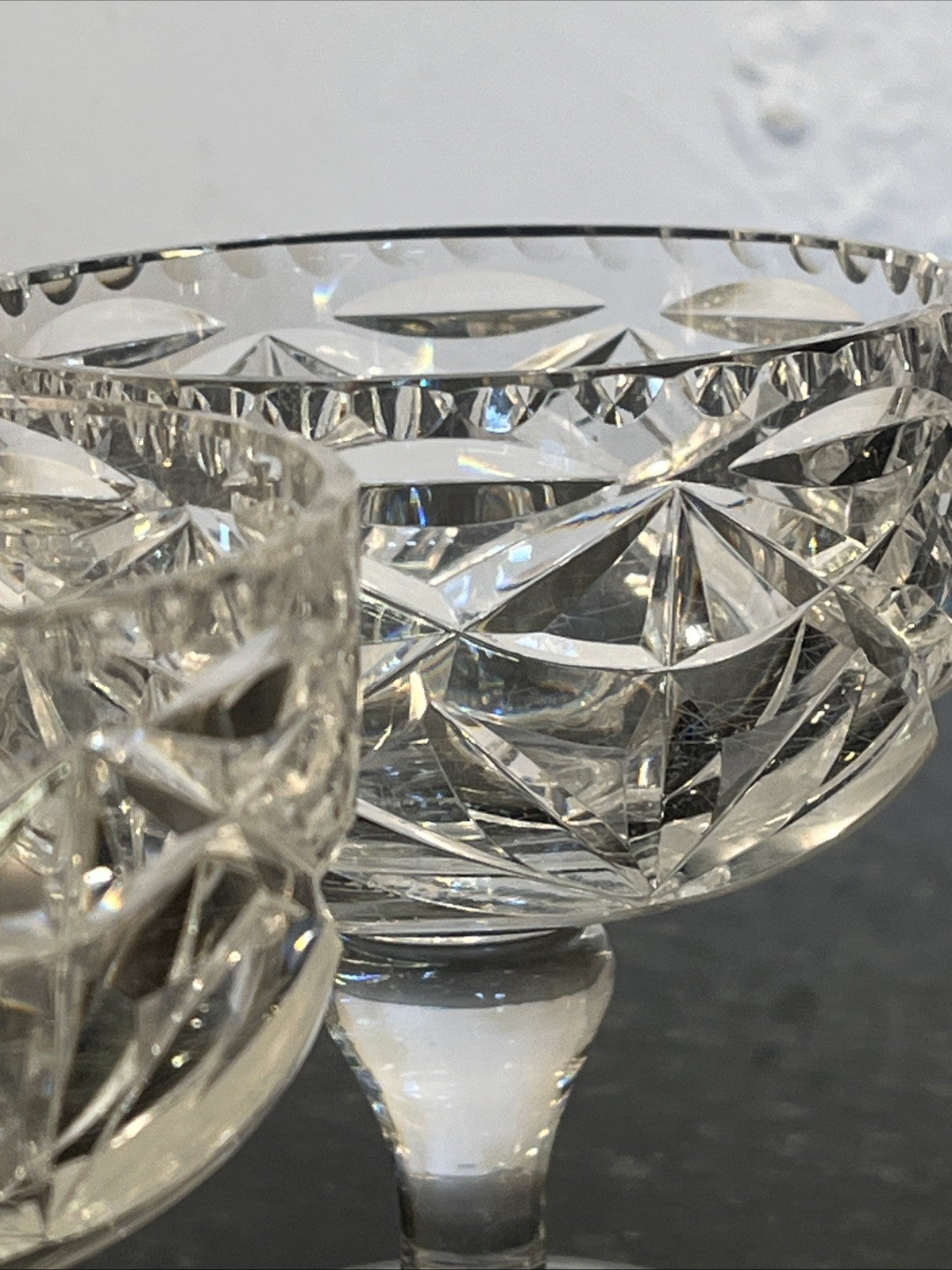 Edinburgh & Leith Cut Crystal Sundae Dessert Glasses Vintage 1930s Set Of 3