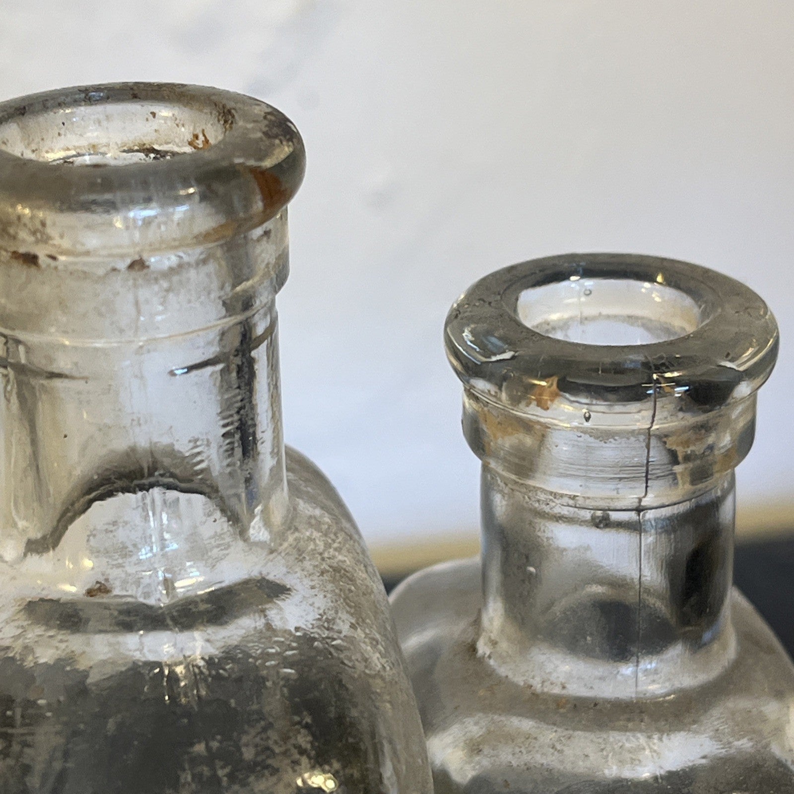Antique Apothecary Bottles Original Pharmacy Labels Glass Chemist Mixed Set of 5