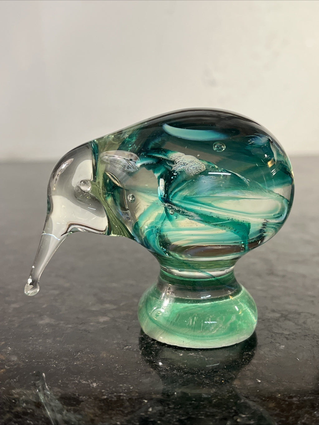 Hokitika Glass Kiwi Bird Paperweight Hand Blown New Zealand Art Glass