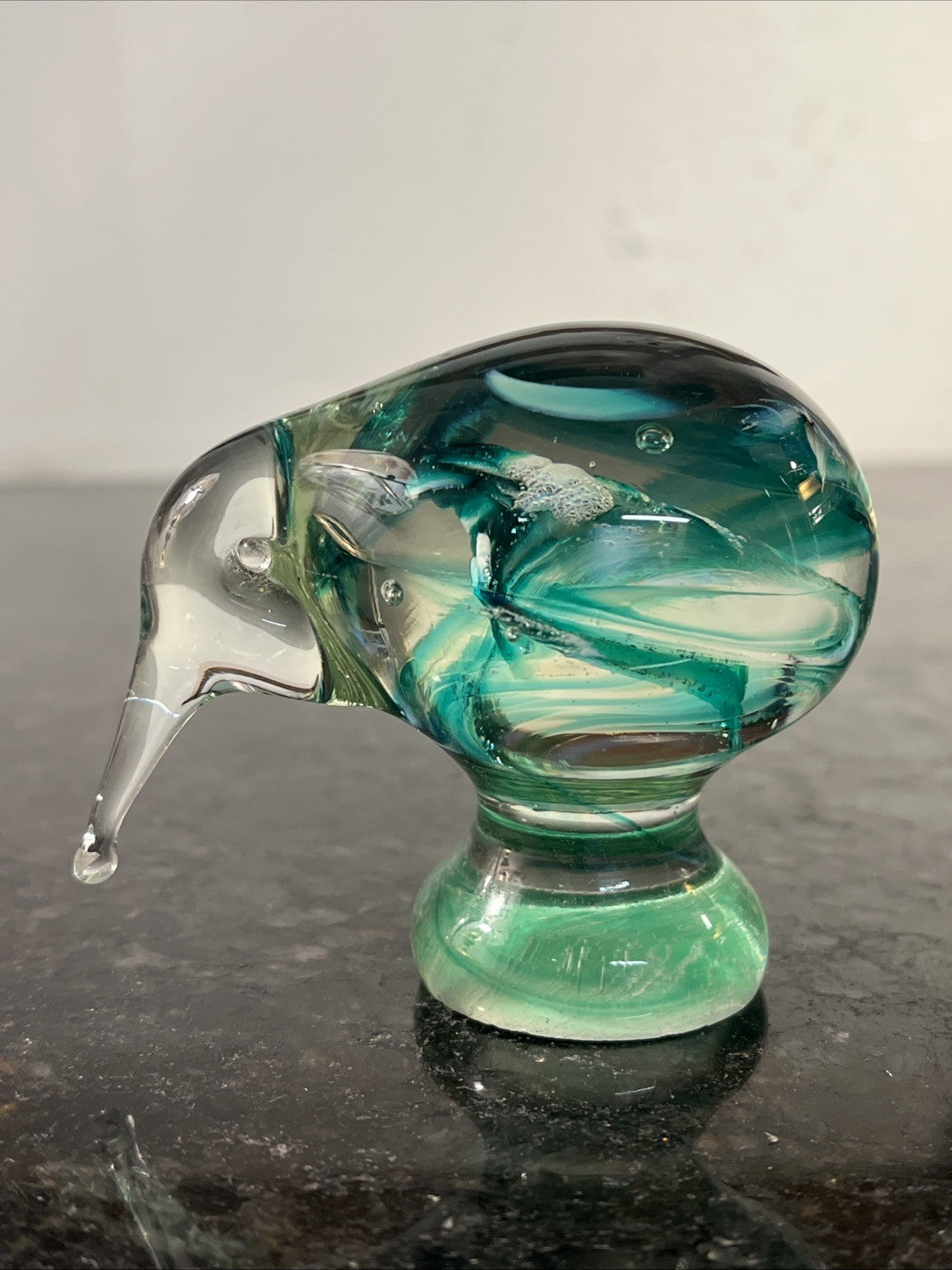 Hokitika Glass Kiwi Bird Paperweight Hand Blown New Zealand Art Glass