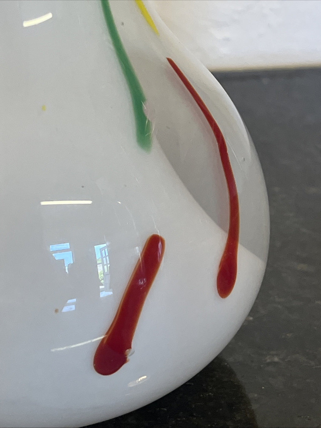 Opaline Art Glass Vase Murano Style White Cased Colourful Vintage