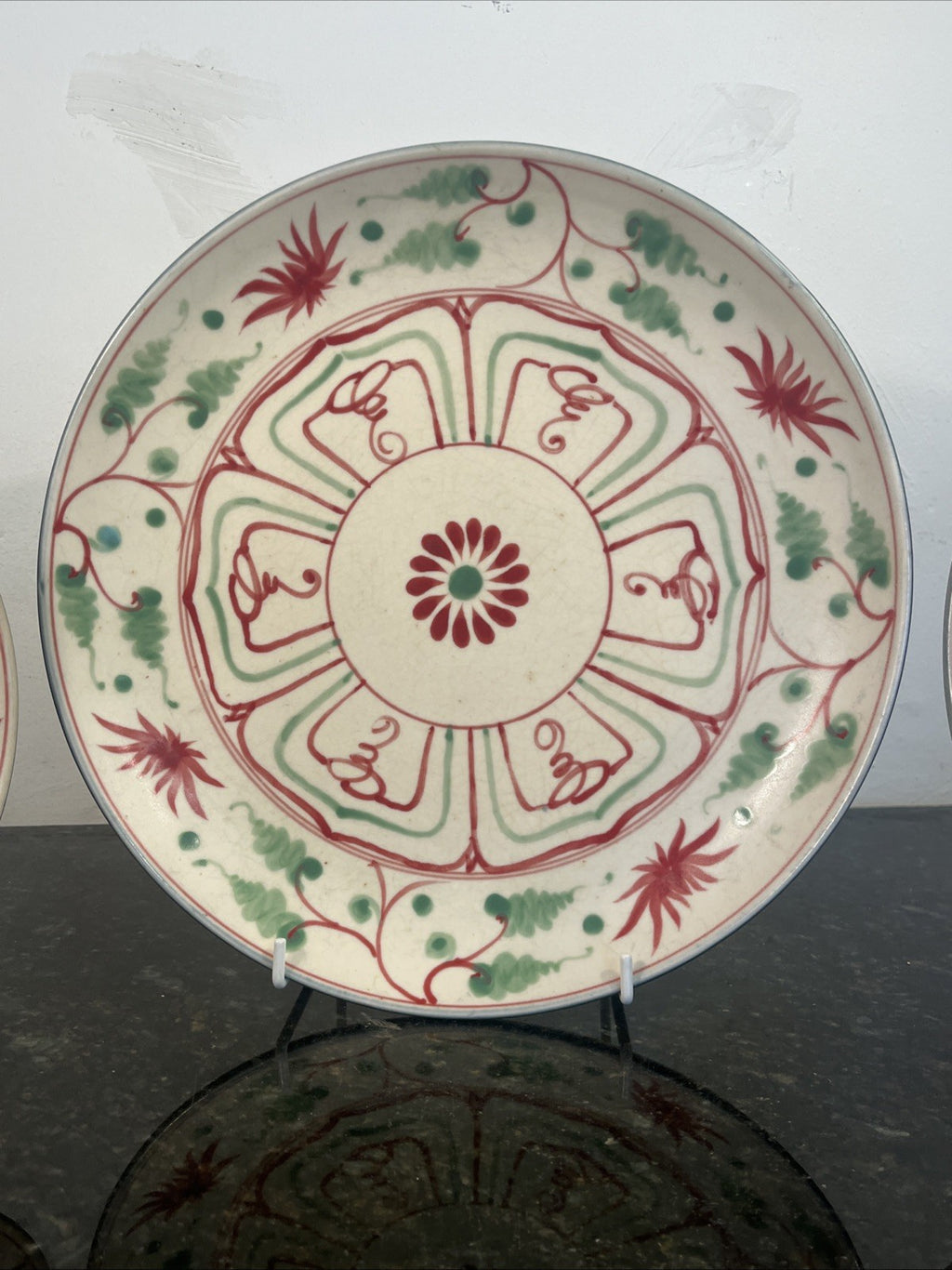 Vietnamese Son Be Pottery Plates Hand Painted Decorative Ceramic Plate Set