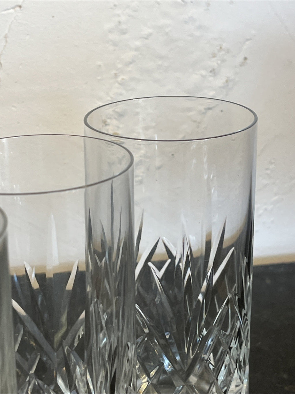 Georgian Style Crystal Highball Glasses Set 4 Cut Lead Crystal Tumblers