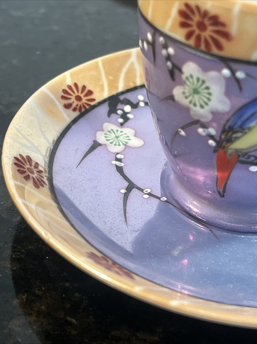 Chikaramachi Noritake Tea Set Bird Blossom Lustre Japan