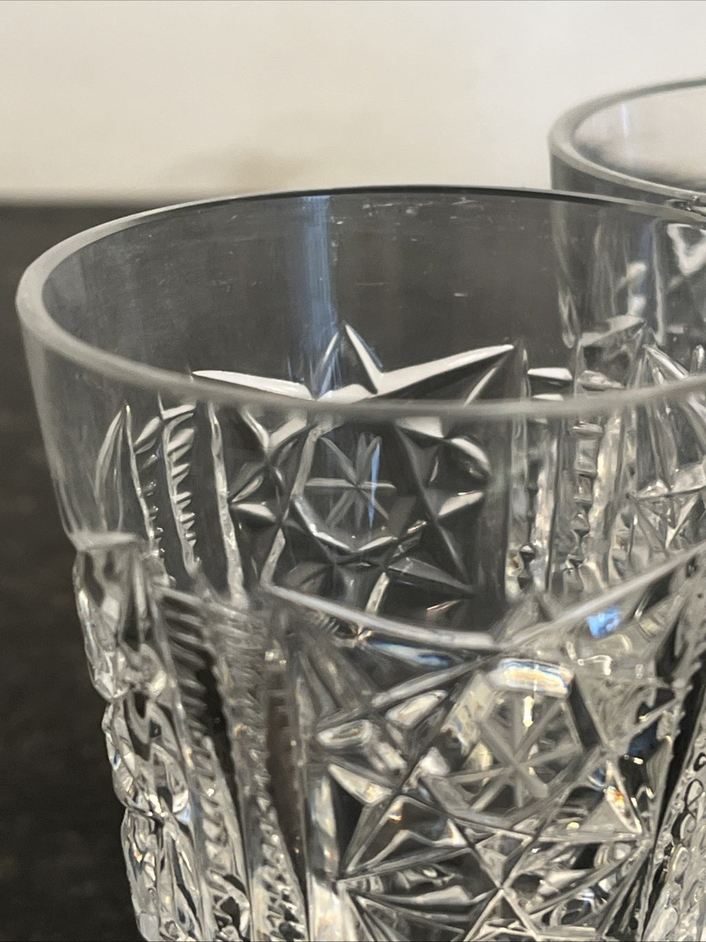 Soviet Cut Crystal Shot Glasses Geometric Vodka Glasses USSR Style Set Of 4