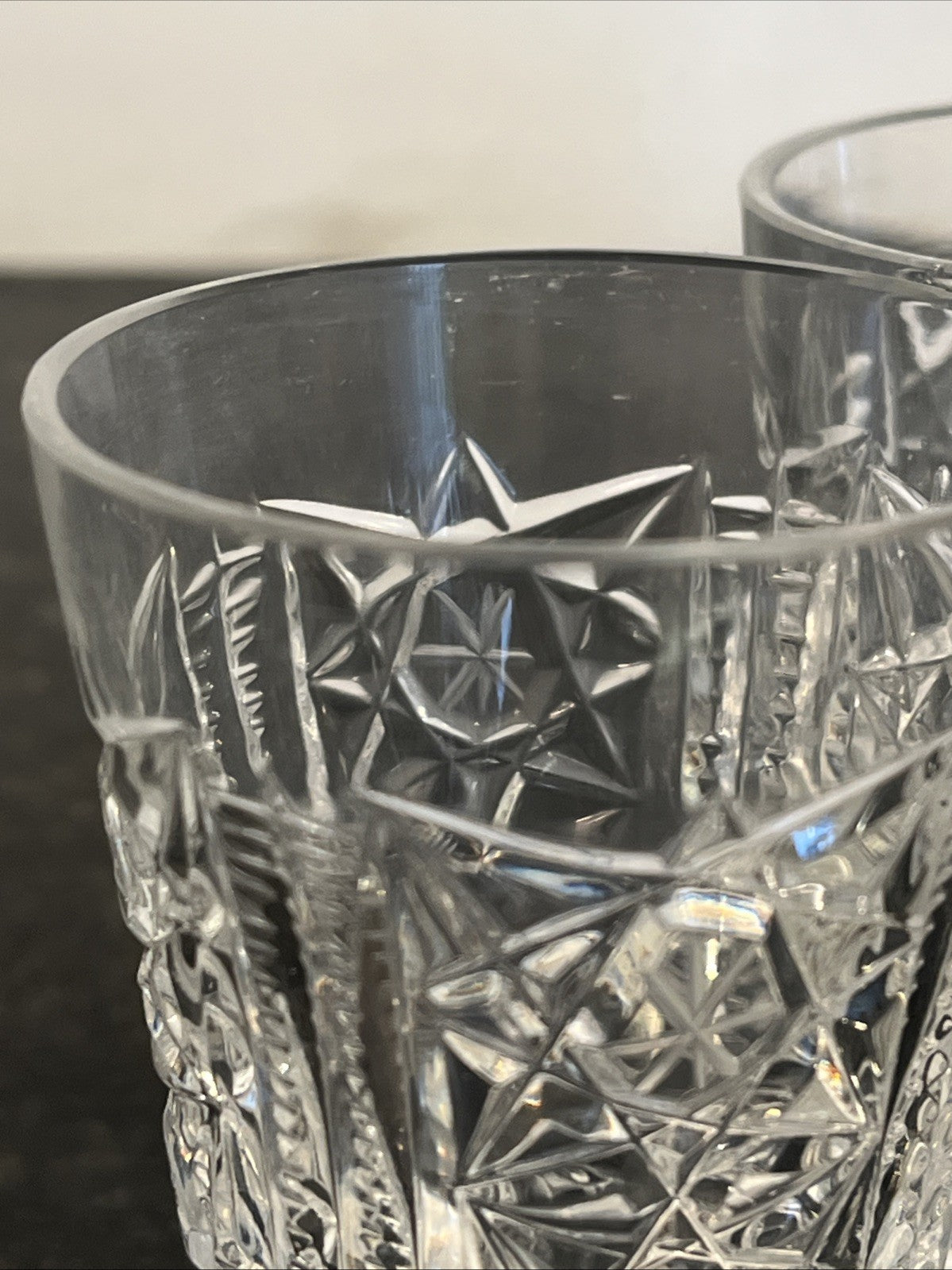 Soviet Cut Crystal Shot Glasses Geometric Vodka Glasses USSR Style Set Of 4