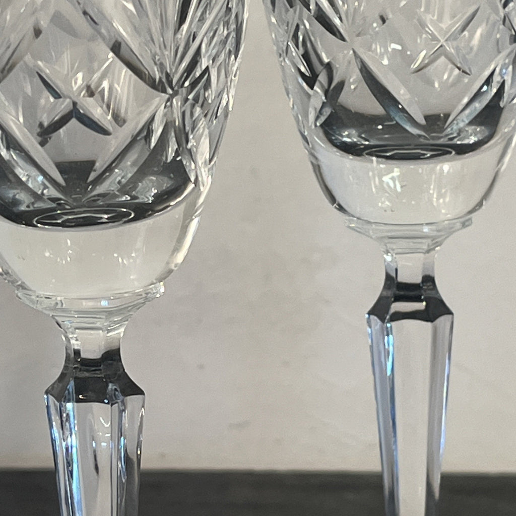 Schott Crystal Champagne Flutes Pair German Cut Crystal Glasses Germany