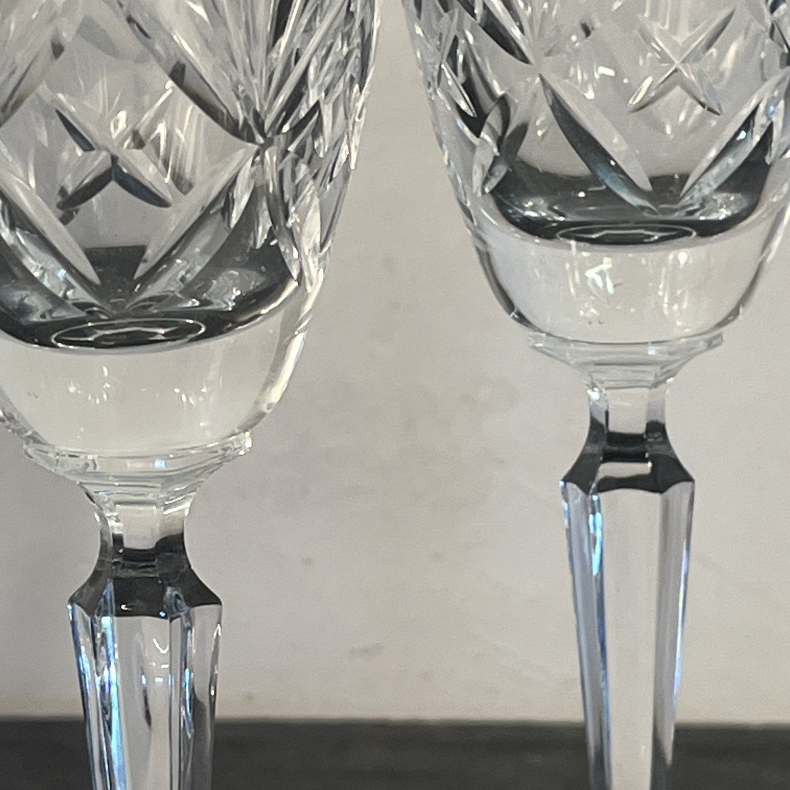 Schott Crystal Champagne Flutes Pair German Cut Crystal Glasses Germany