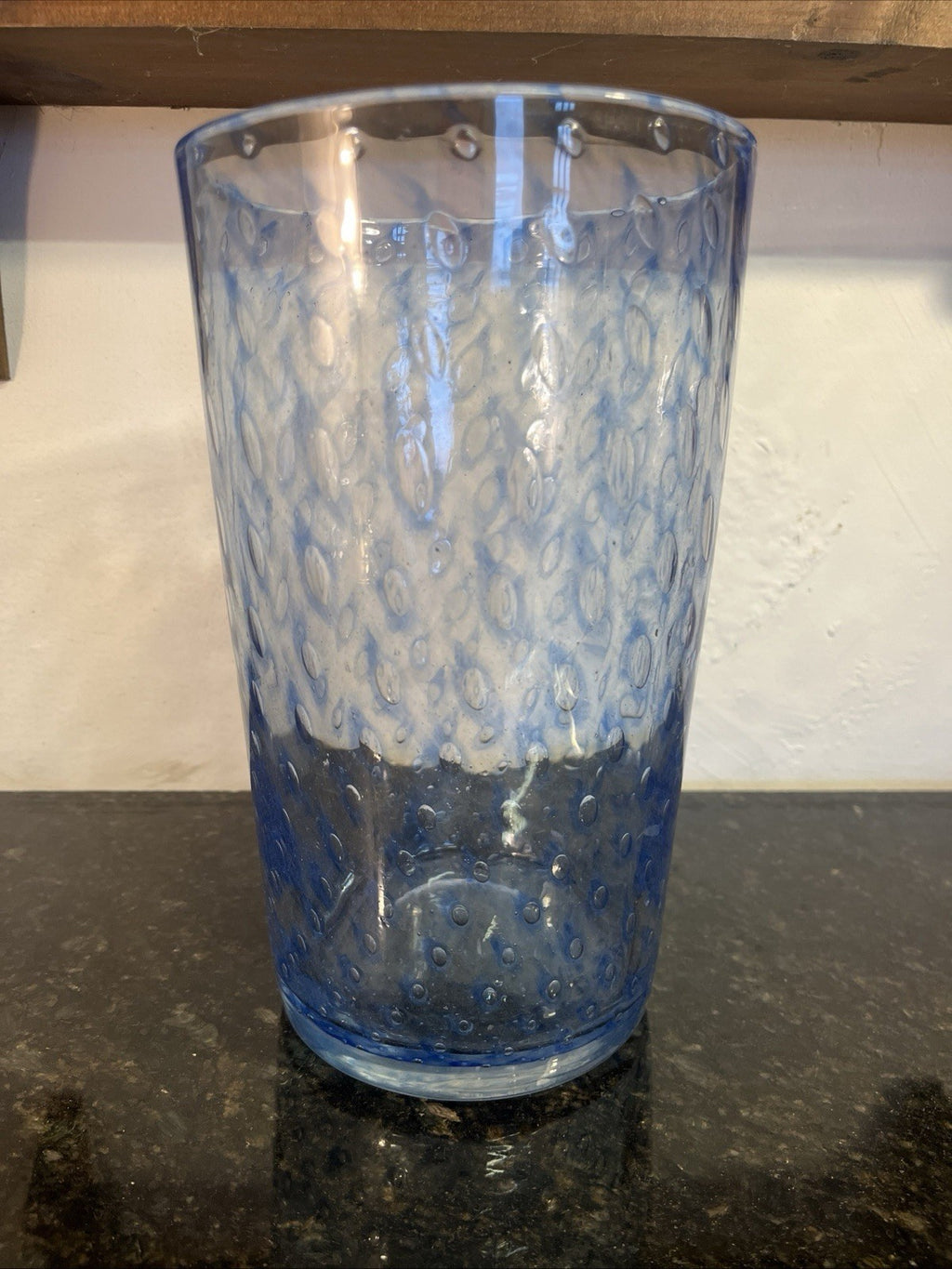 Vintage Blue Bullicante Art Glass Vase Italian Style Heavy Cased Glass