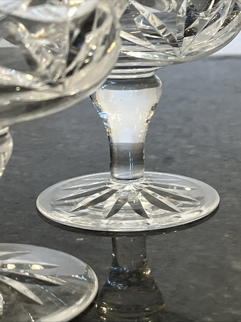 Edinburgh & Leith Cut Crystal Sundae Dessert Glasses Vintage 1930s Set Of 3