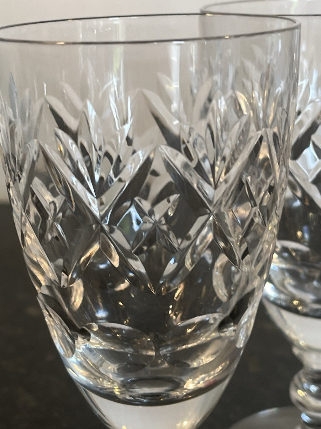 Royal Doulton Georgian Crystal Wine Glasses Set 6 Cut Lead Crystal Goblets