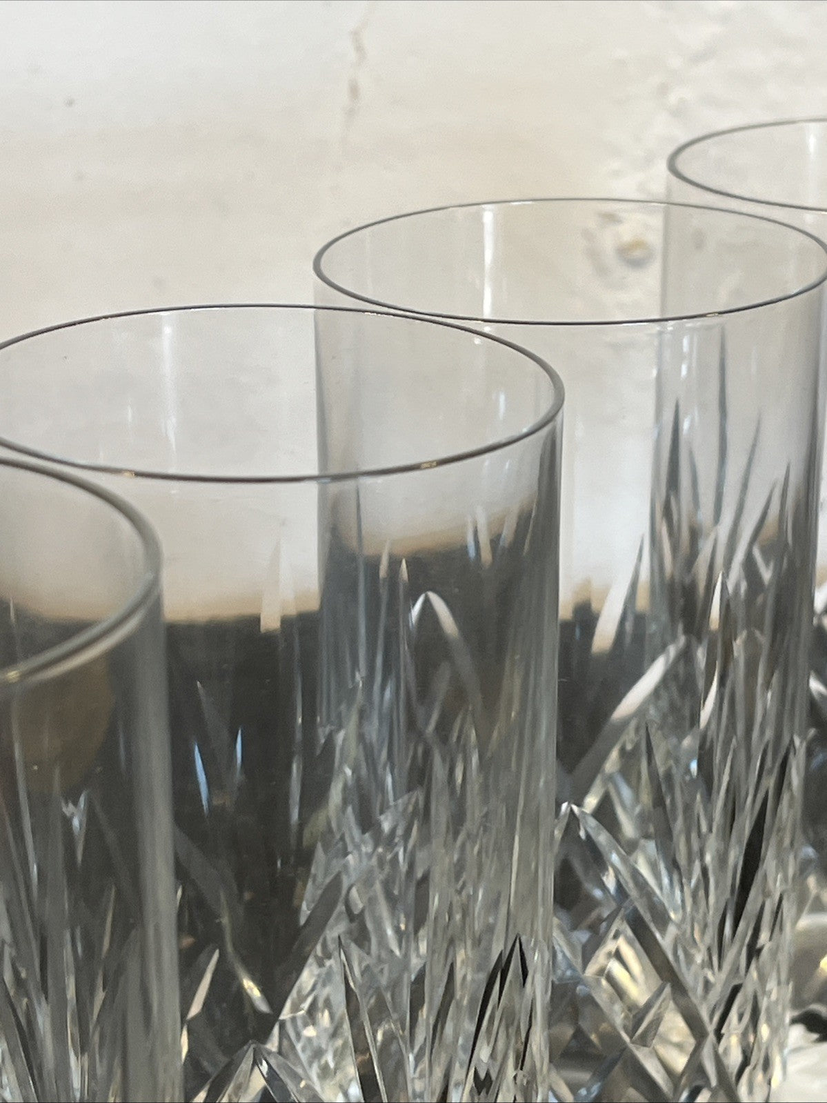 Georgian Style Crystal Highball Glasses Set 4 Cut Lead Crystal Tumblers