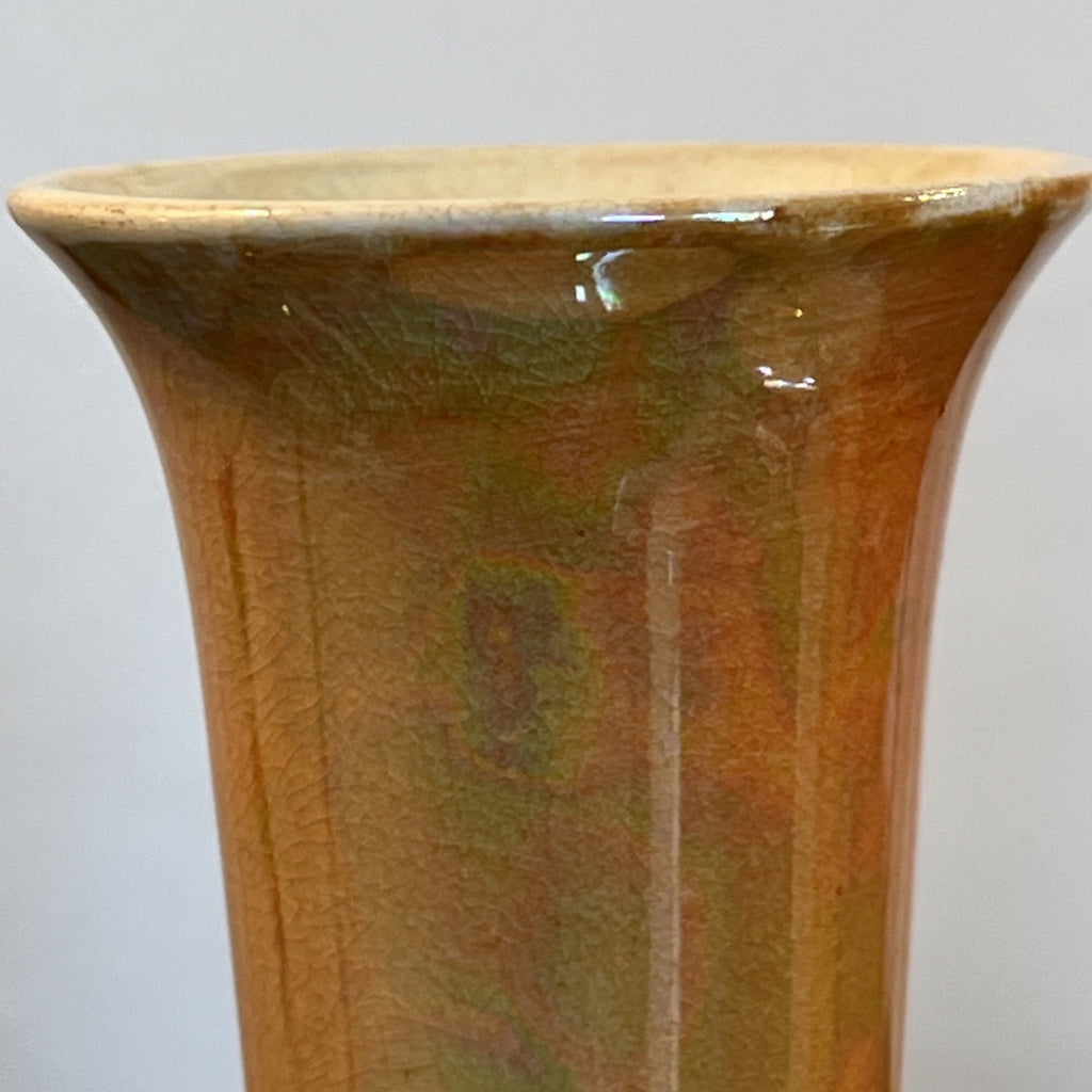 Pair Devon Ware Fieldings Lustre Vases Orange Iridescent Stoke