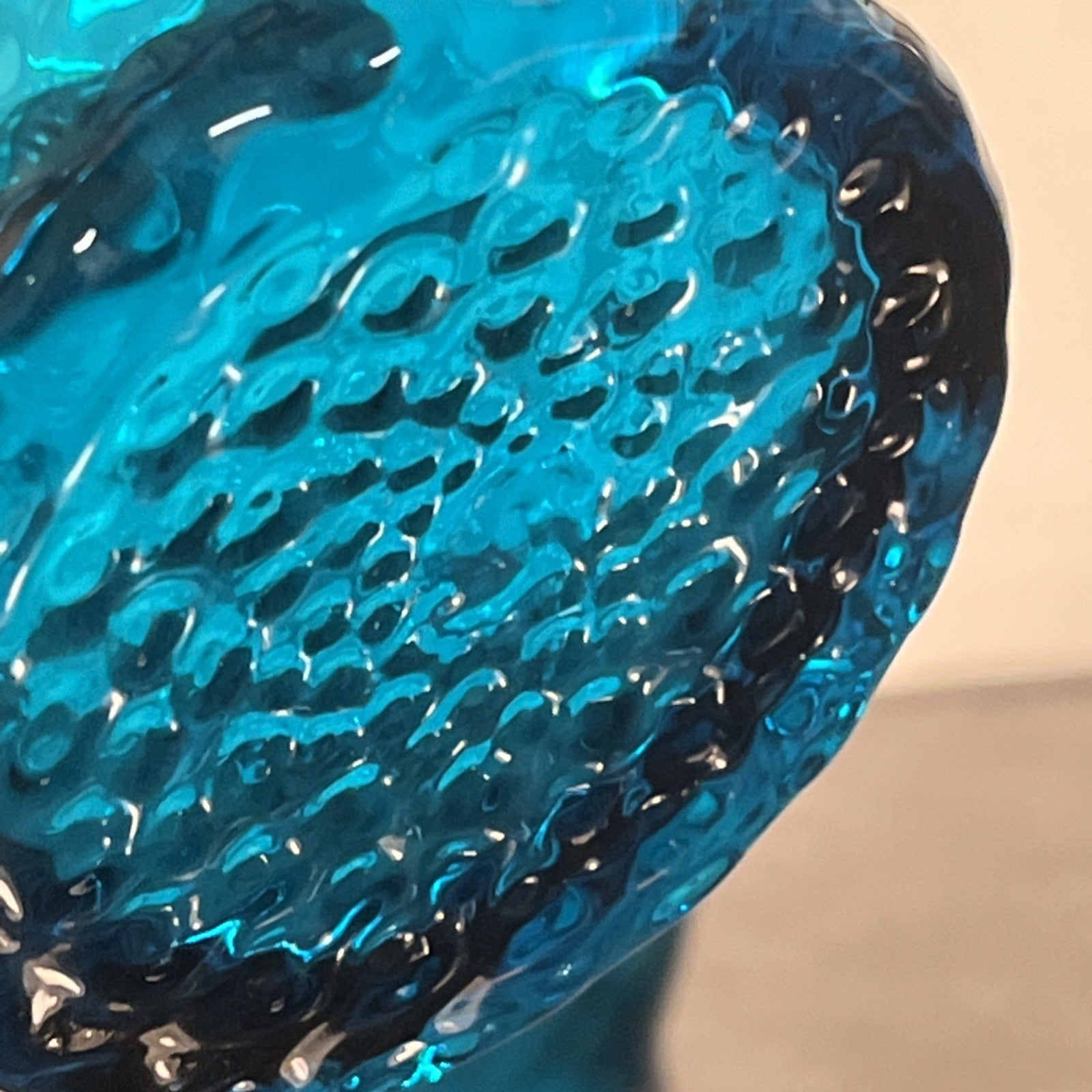 Empoli Blue Glass Vases Pair Italian MCM Retro Turquoise Decorative