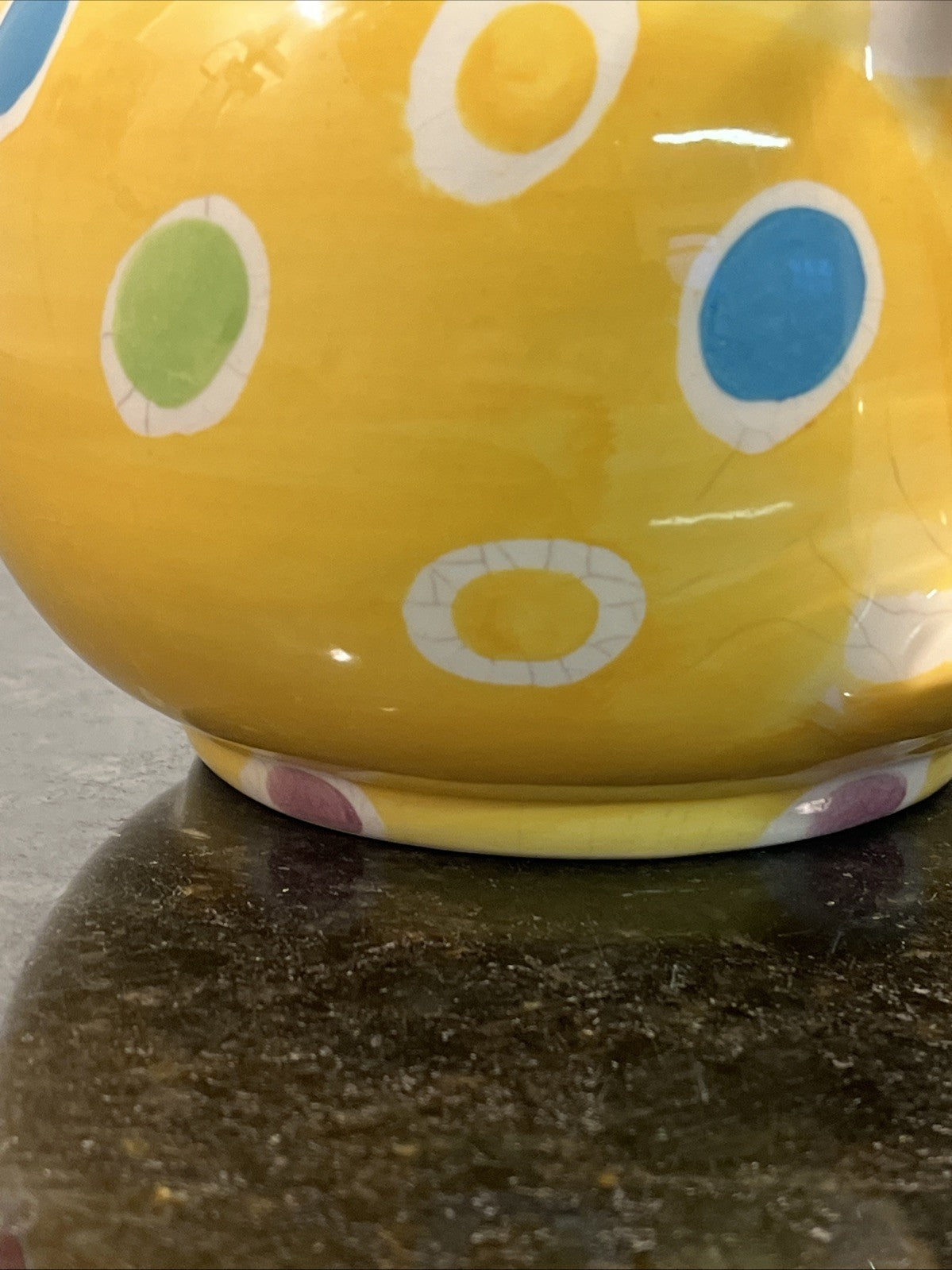 Whittard Large Yellow Polka Dot Teapot Hand Painted Ceramic Kitchen Tea Pot