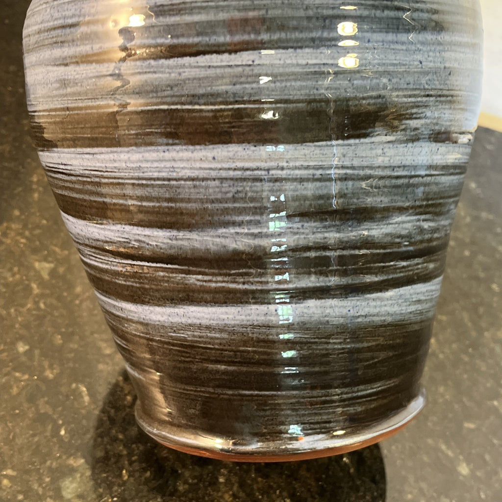 Wold Pottery Blue Banded Studio Pottery Hand Thrown Large Vase Yorkshire