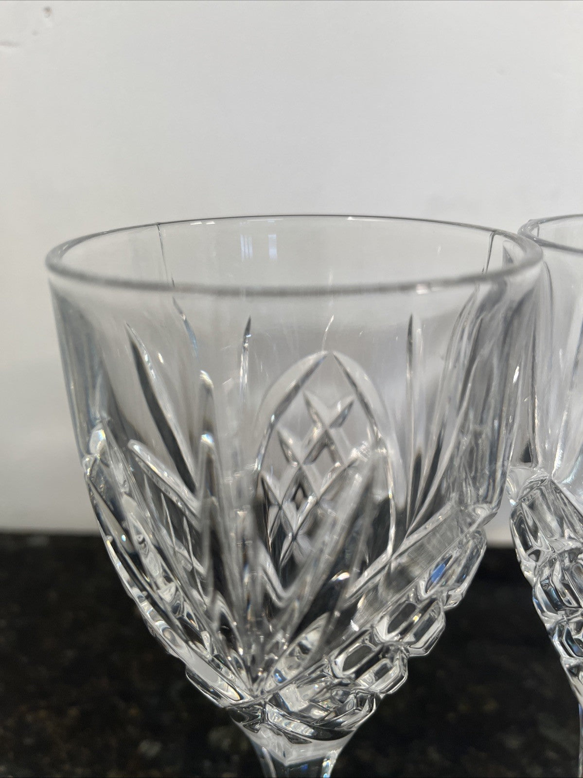 Vintage Cut Crystal Wine Glasses Set Of 4 Diamond And Fan Pattern Stemware