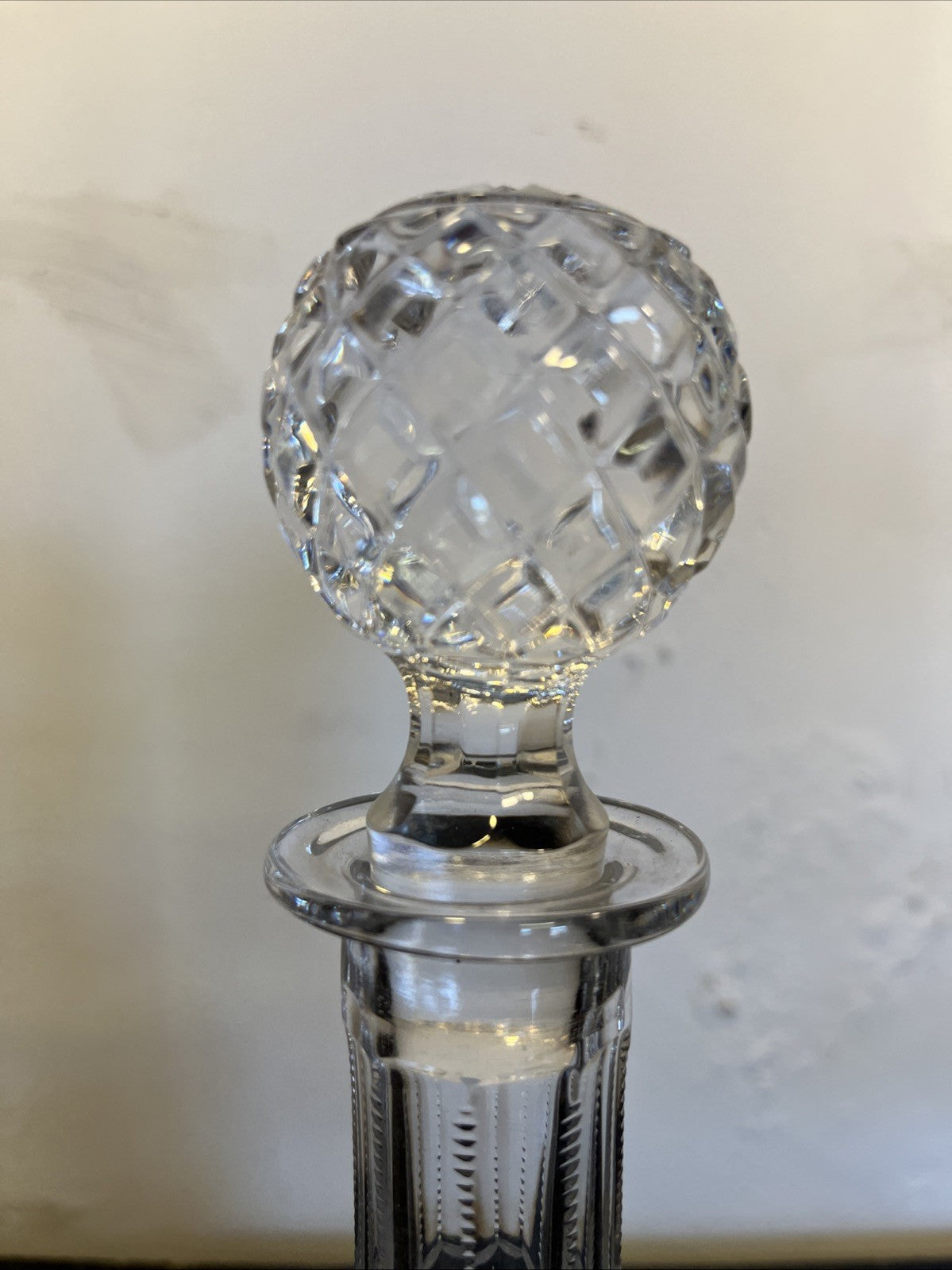Rogaska Gallia Crystal Wine Decanter Diamond Cut Etched Floral Stopper Slovenia