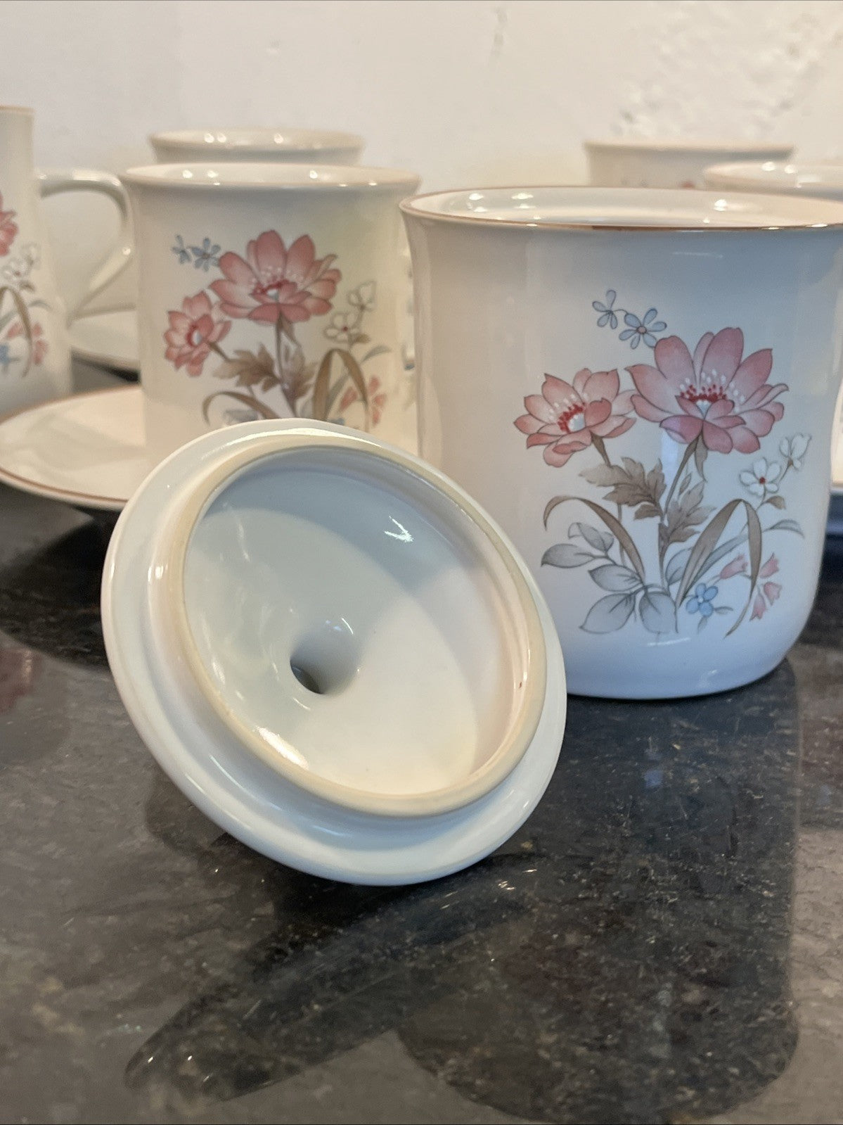 Nitto Japan Floral Coffee Set Cups Saucers Milk Jug Sugar Bowl vintage