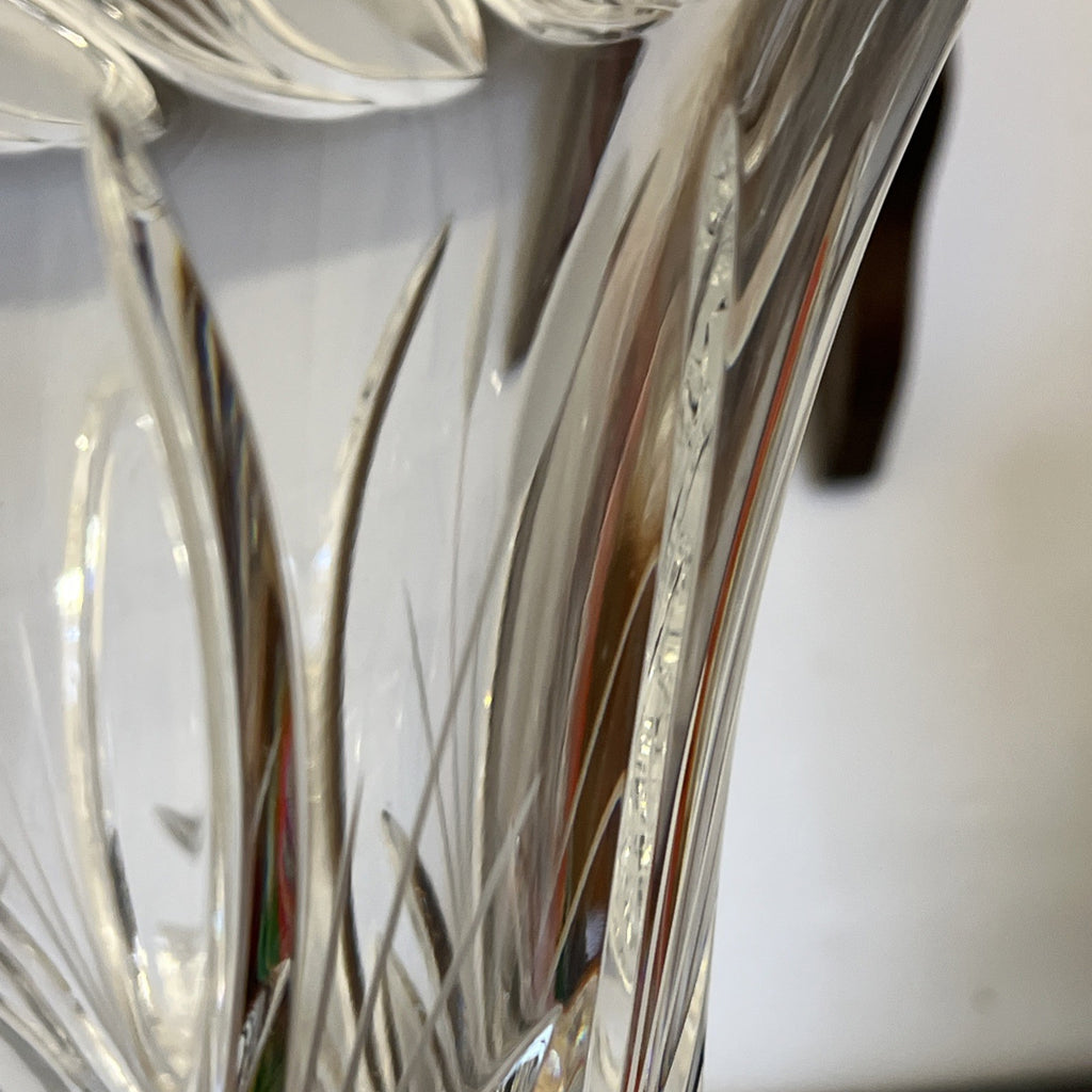 Ajka Crystal Vase Lead Crystal Hungary Large Cut Glass Flared Vase Original Labe