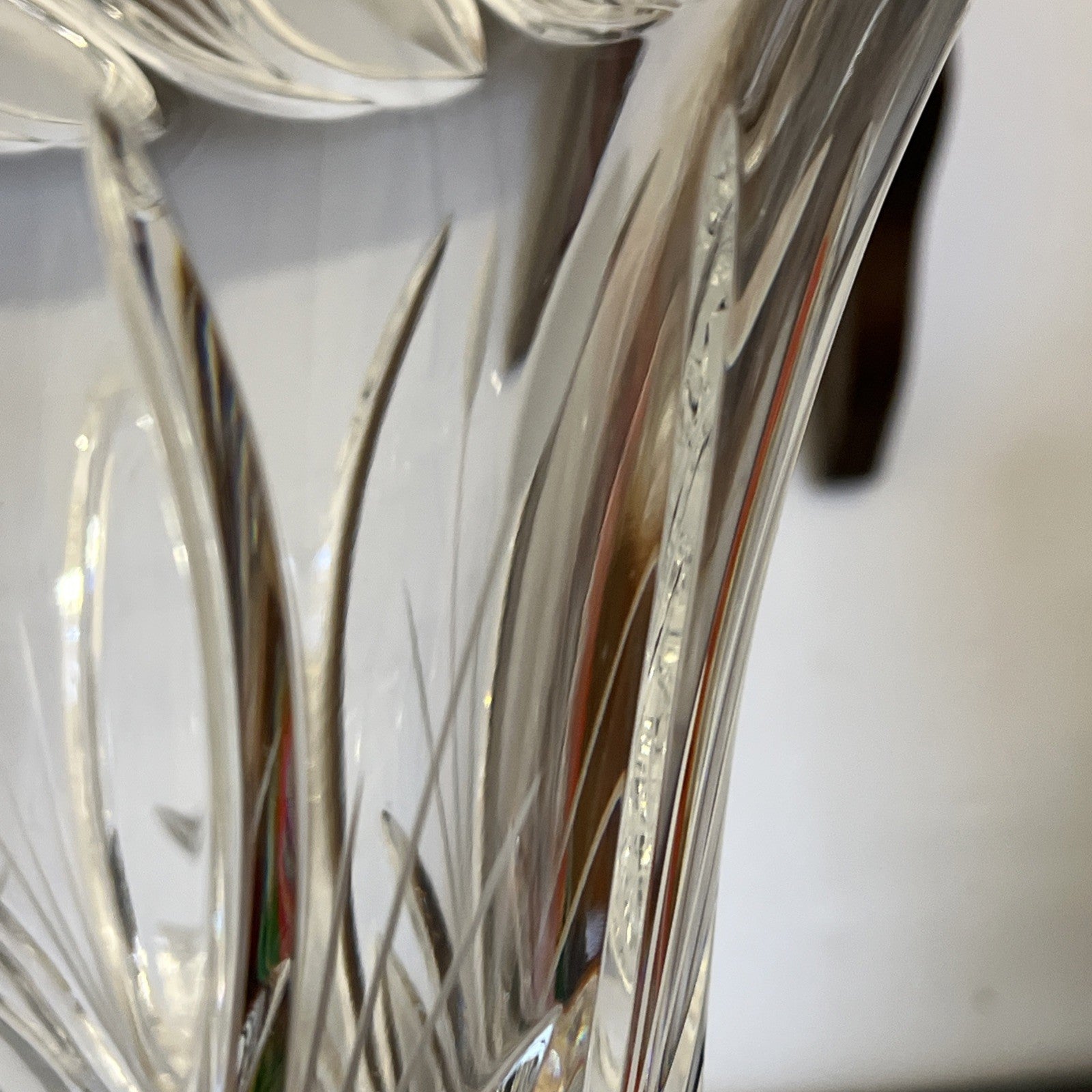 Ajka Crystal Vase Lead Crystal Hungary Large Cut Glass Flared Vase Original Labe