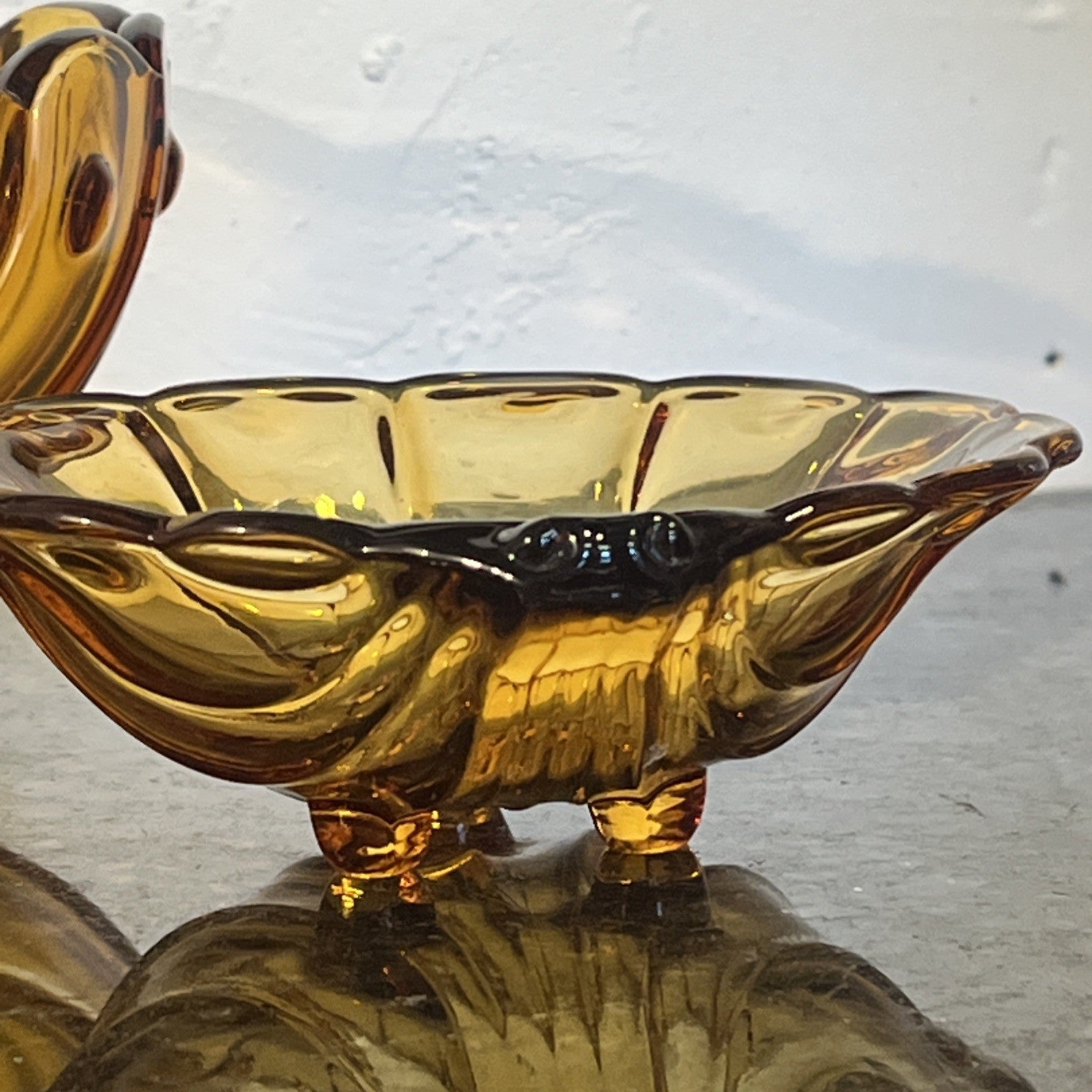 Bohemian Amber Glass Bowl Set Art Deco Czech Glass Vintage