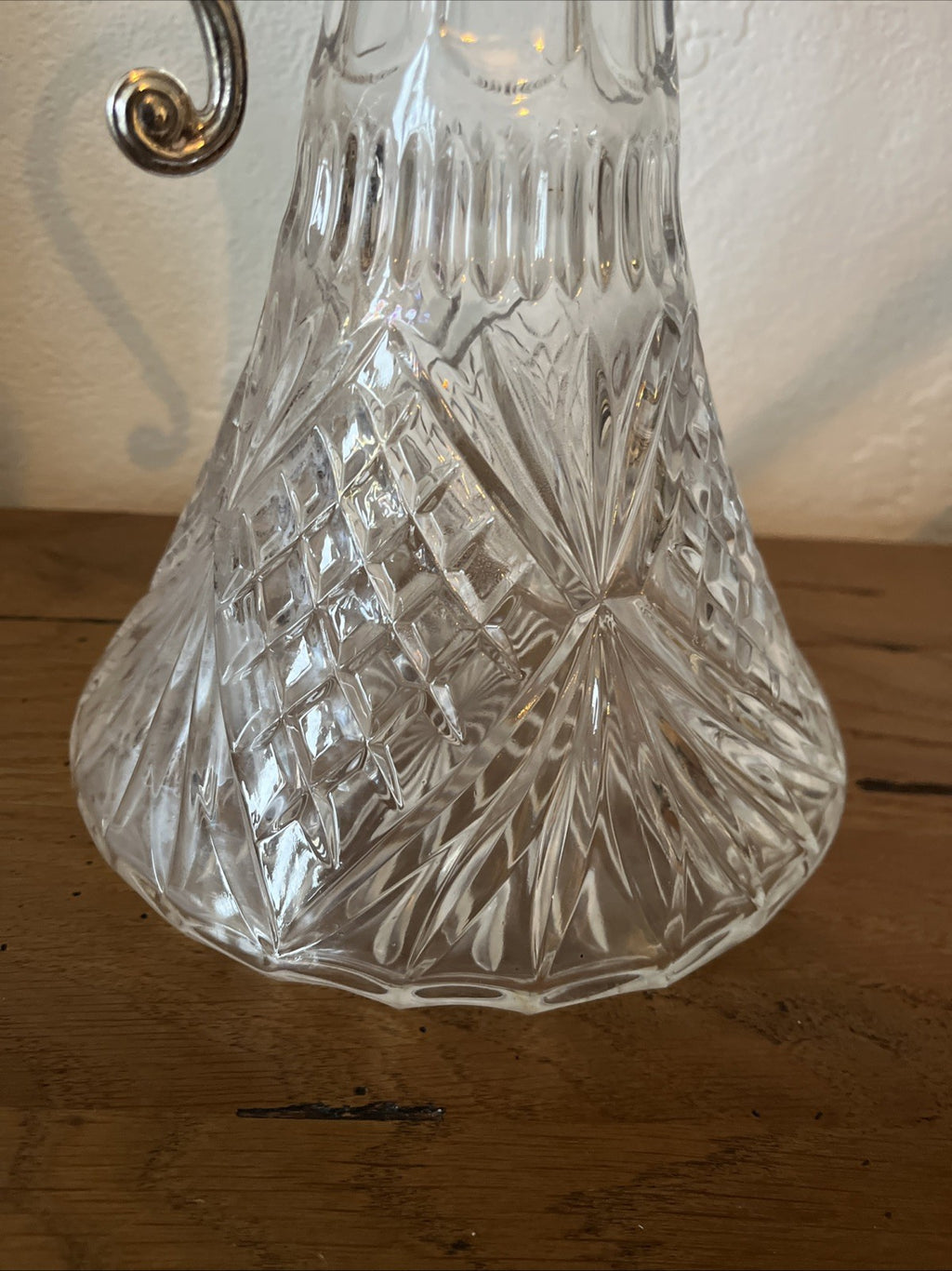 Falstaff Claret Jug Cut Crystal Silver Plated Figural Mask Spout