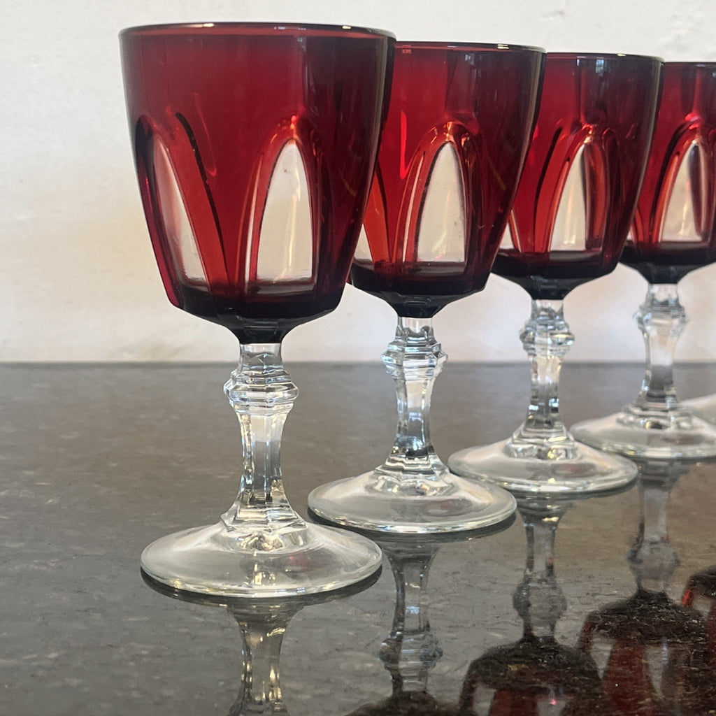 Cristal d’Arques Durand Gothic Ruby Red Wine Glasses Set Of Six