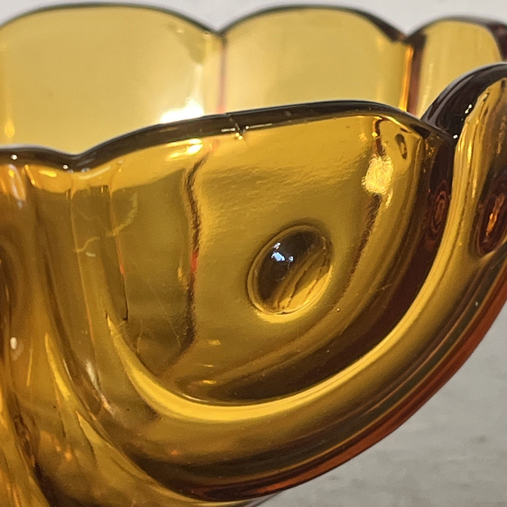 Bohemian Amber Glass Bowl Set Art Deco Czech Glass Vintage