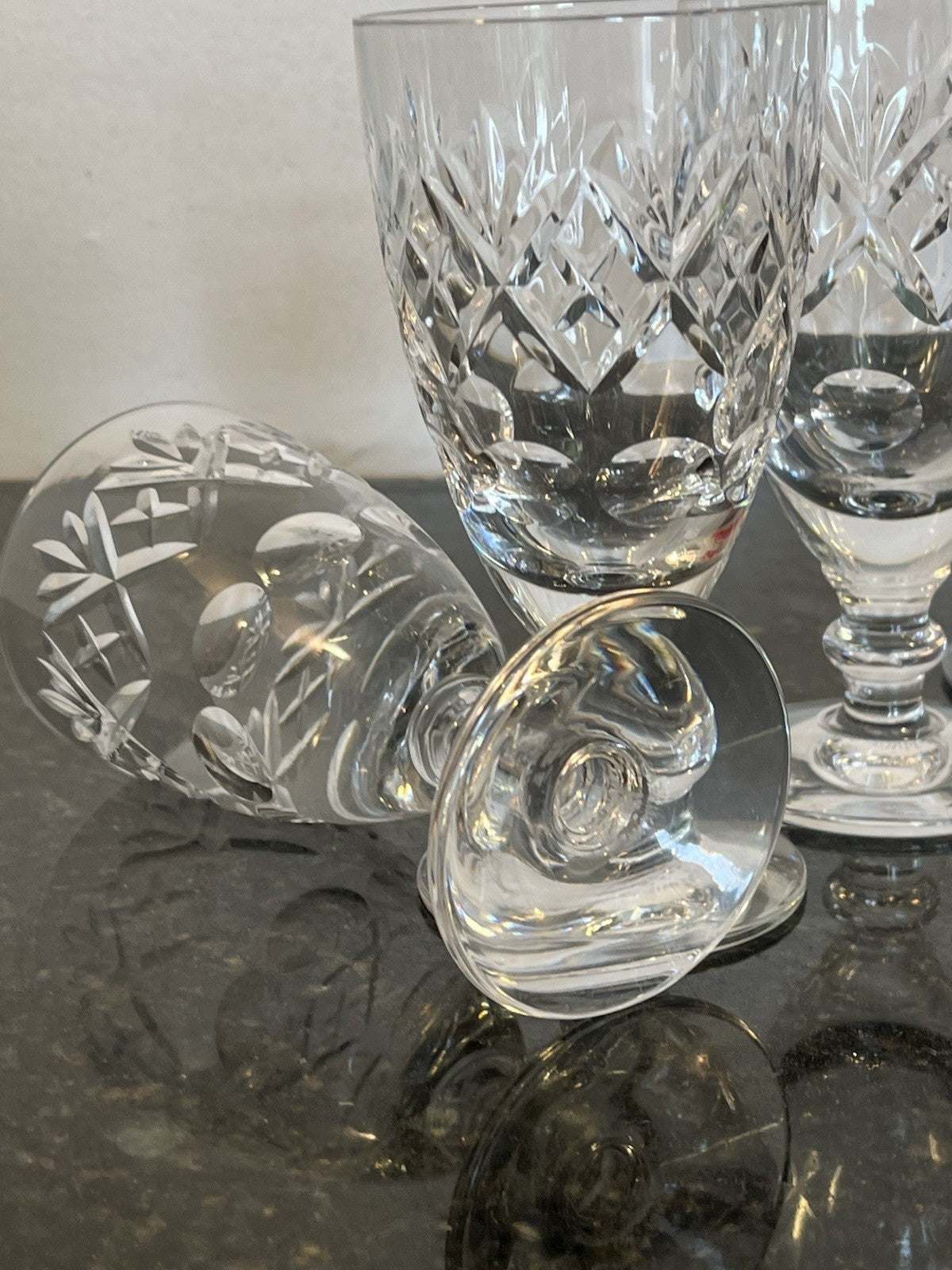 Royal Doulton Georgian Crystal Wine Glasses Set 6 Cut Lead Crystal Goblets