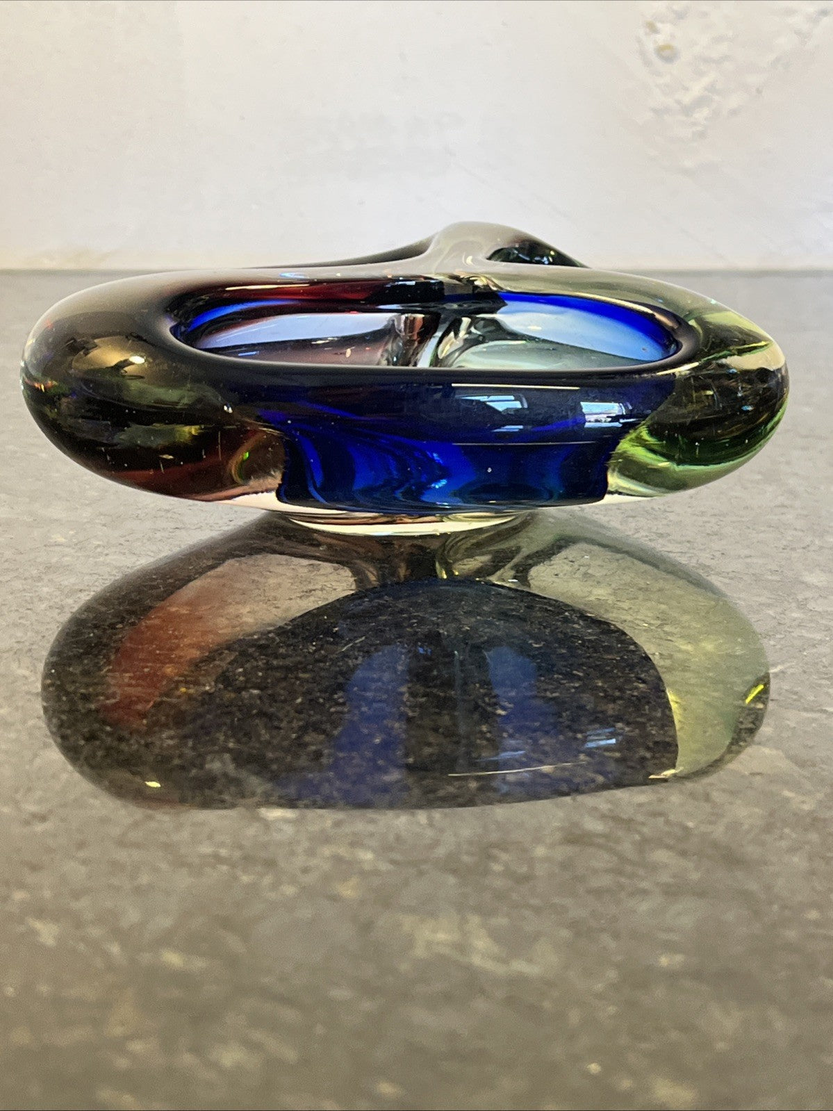 Josef Rozínek Three-Compartment Art Glass Bowl – Borské Sklo, Czechoslovakia c.1960
