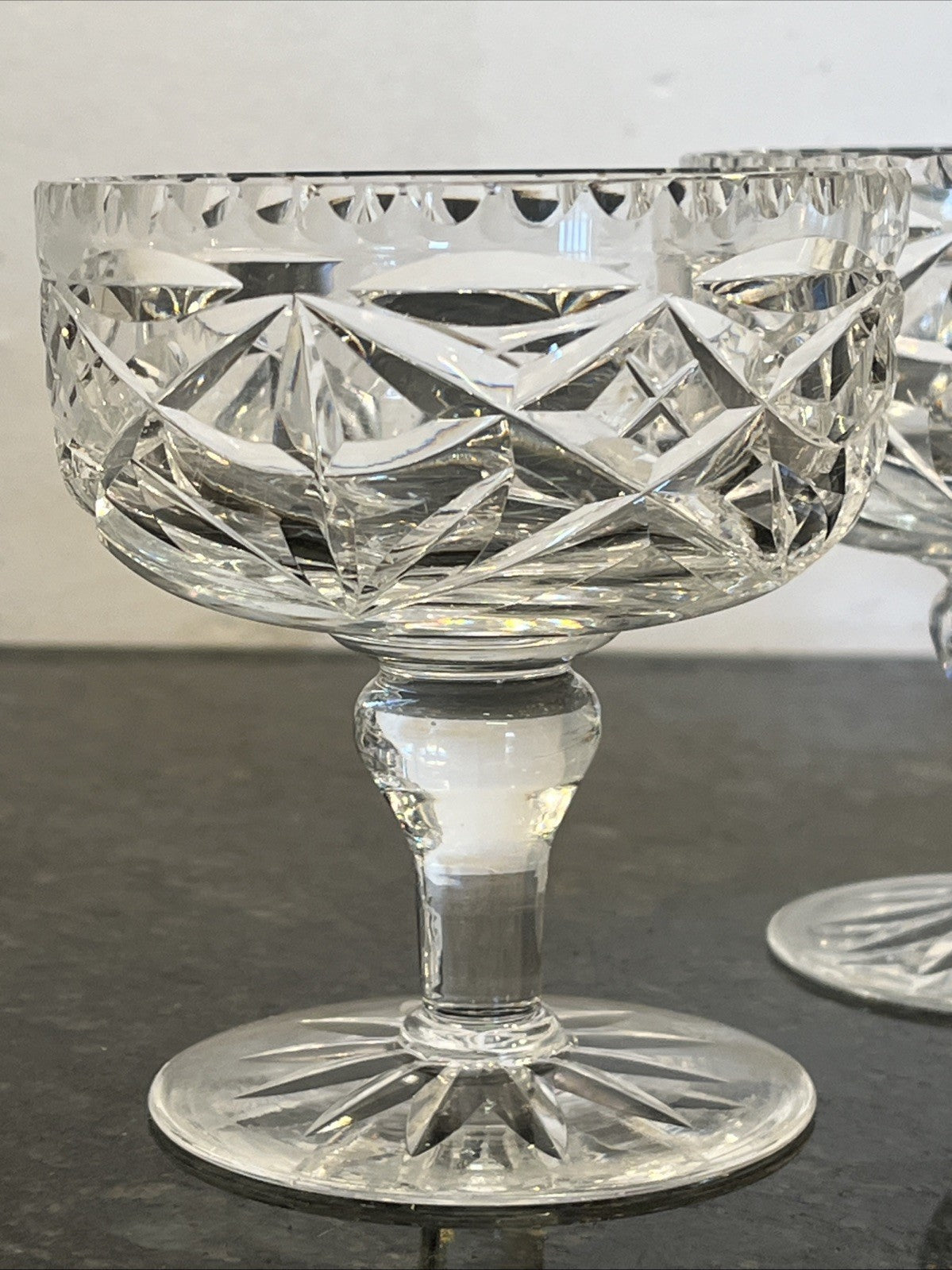 Edinburgh & Leith Cut Crystal Sundae Dessert Glasses Vintage 1930s Set Of 3