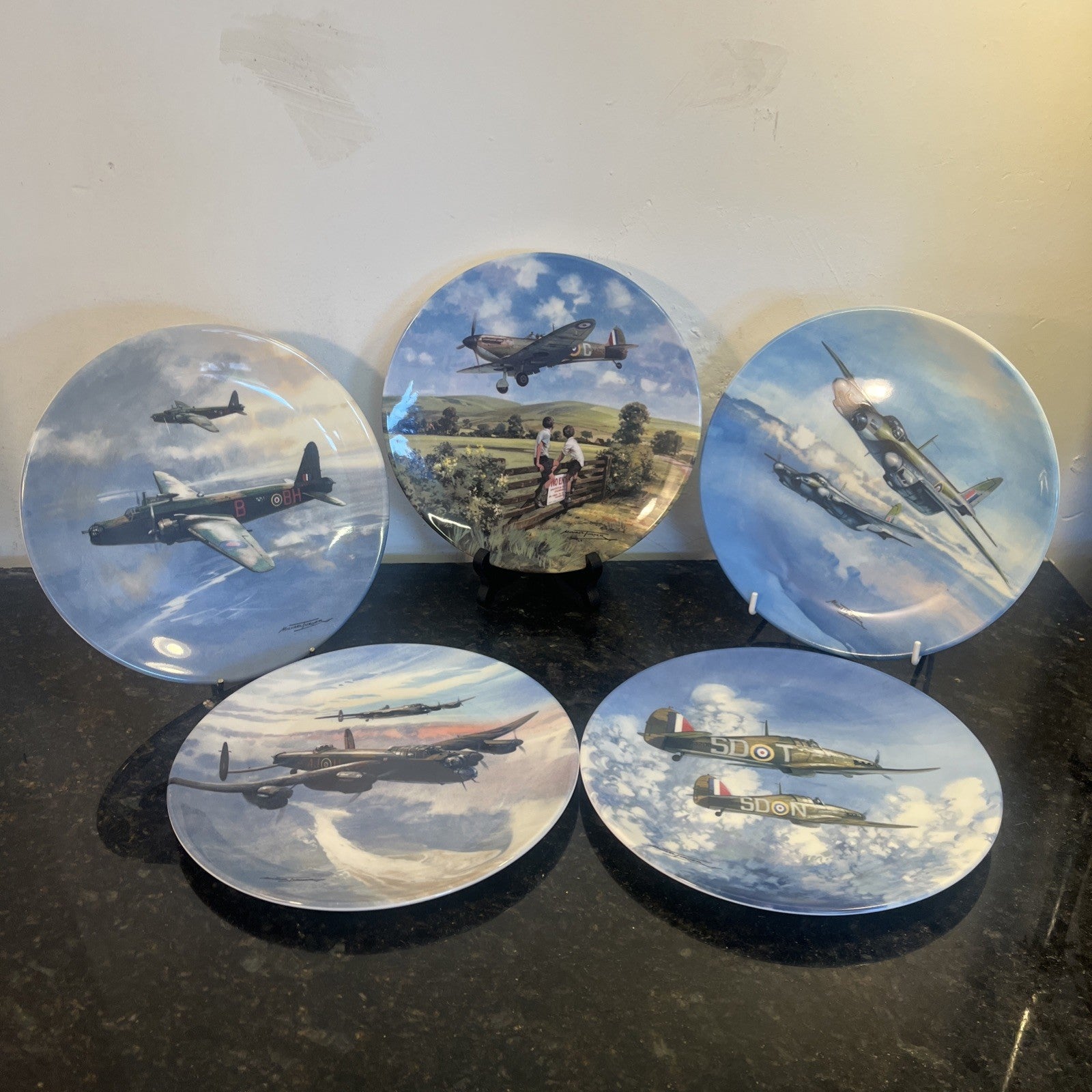 Spitfire Lancaster Hurricane RAF Coalport Royal Doulton Aviation Plates