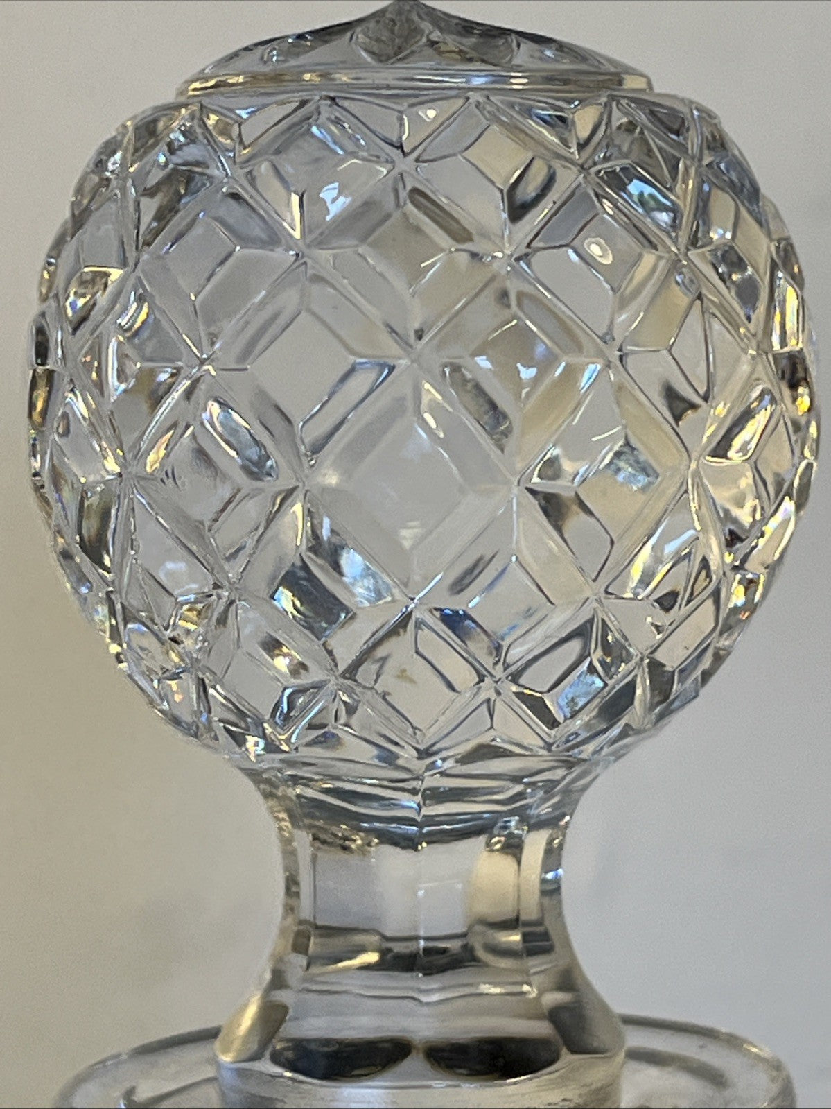 Rogaska Gallia Crystal Wine Decanter Diamond Cut Etched Floral Stopper Slovenia