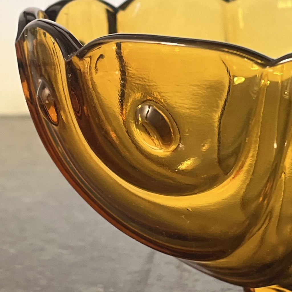 Bohemian Amber Glass Bowl Set Art Deco Czech Glass Vintage