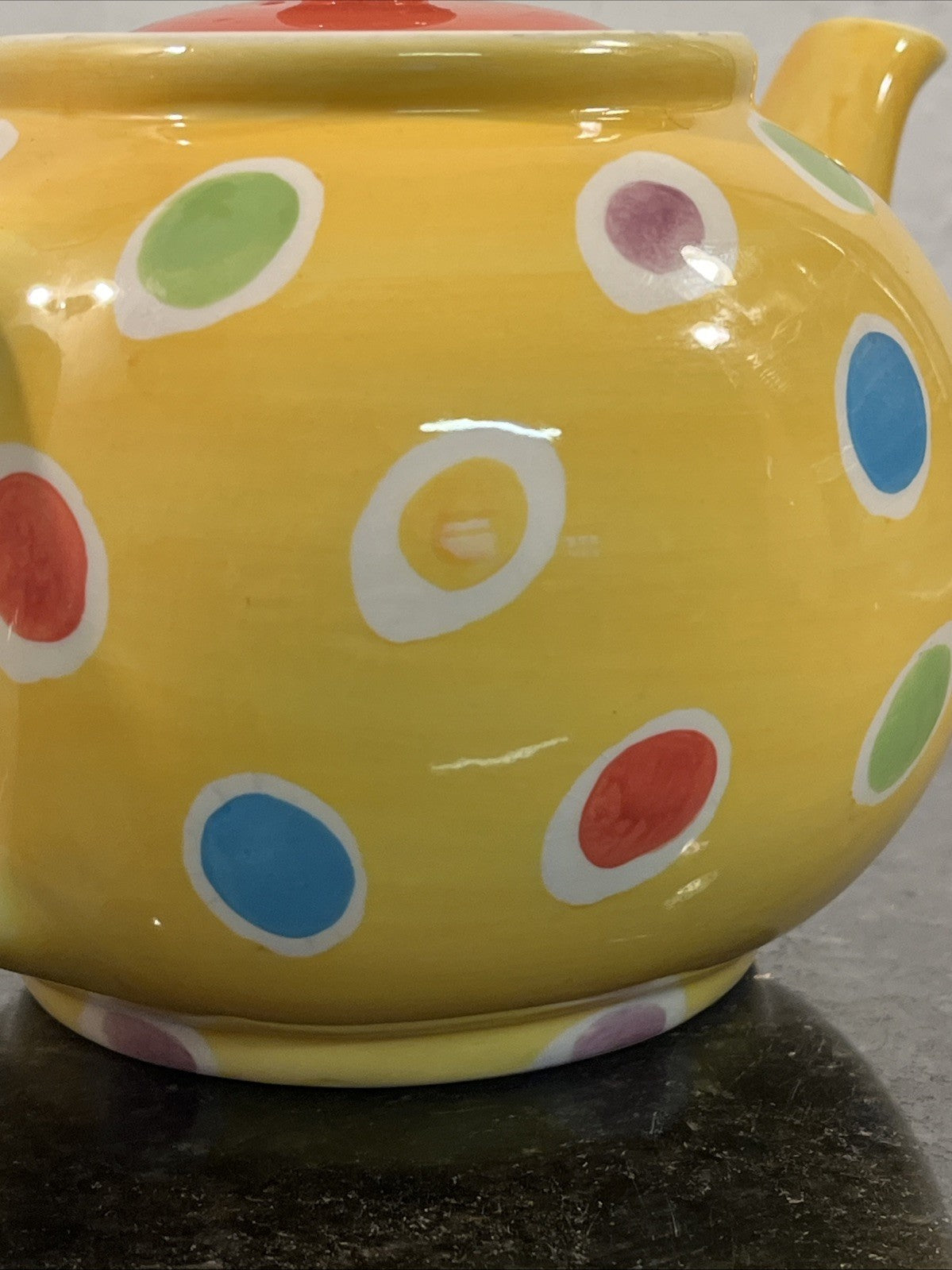 Whittard Large Yellow Polka Dot Teapot Hand Painted Ceramic Kitchen Tea Pot